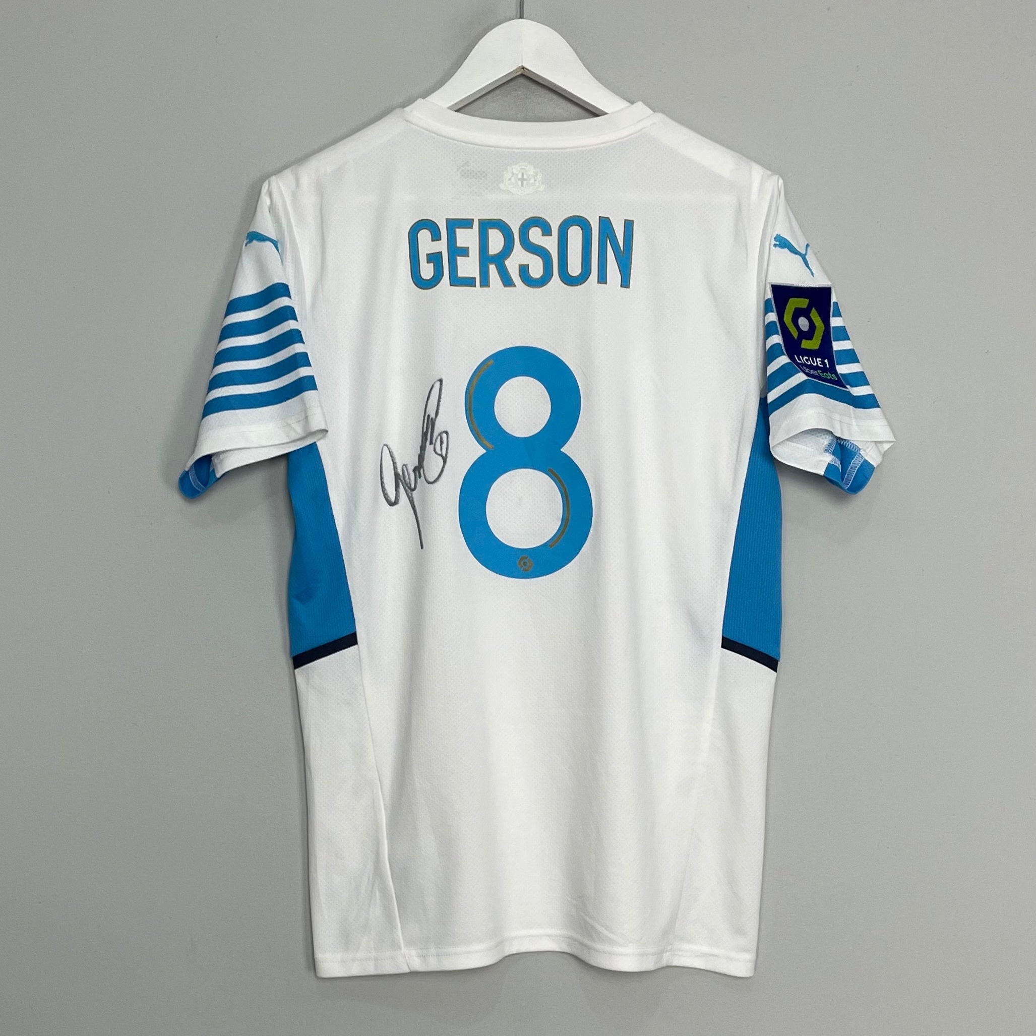 Shop 2020/21 MARSEILLE GERSON #8 *SIGNED* HOME SHIRT (M) PUMA, classic football shirts, vintage football shirts & retro soccer jerseys at Cult Kits
