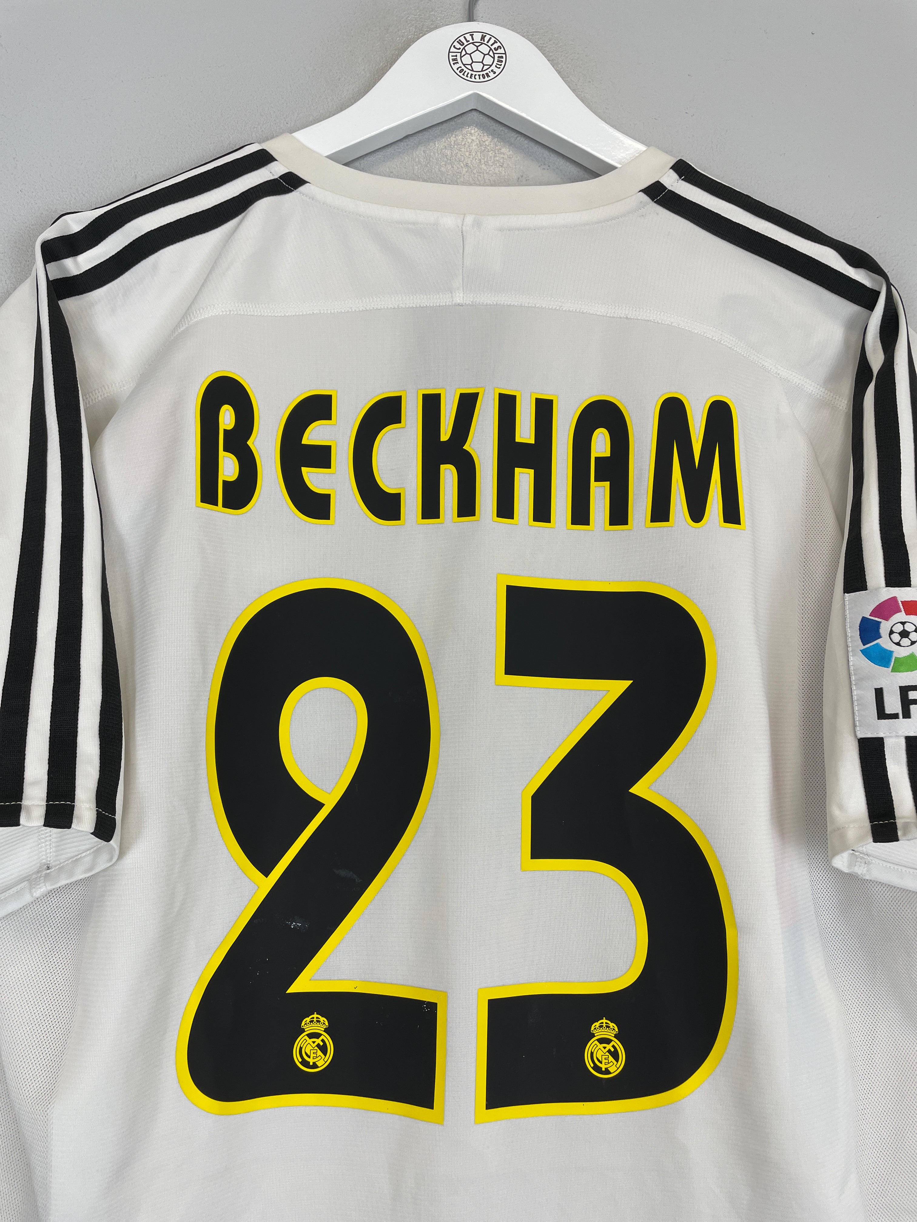Shop 2003/04 REAL MADRID BECKHAM #23 HOME SHIRT (L) ADIDAS, classic football shirts, vintage football shirts & retro soccer jerseys at Cult Kits