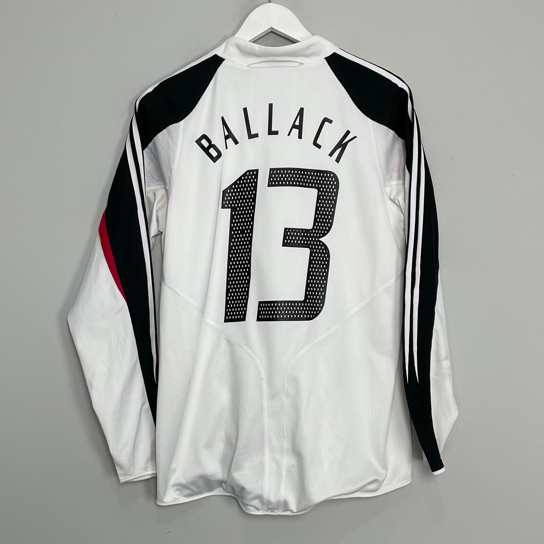 Shop 2004/05 GERMANY BALLACK #13 *PLAYER ISSUE* L/S HOME SHIRT (M) ADIDAS, classic football shirts, vintage football shirts & retro soccer jerseys at Cult Kits