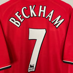 Shop 2000/02 MANCHESTER UNITED BECKHAM #7 HOME SHIRT (XL) UMBRO, classic football shirts, vintage football shirts & retro soccer jerseys at Cult Kits