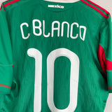 2010 MEXICO C.BLANCO #10 *SQUAD SIGNED* HOME SHIRT (L) ADIDAS