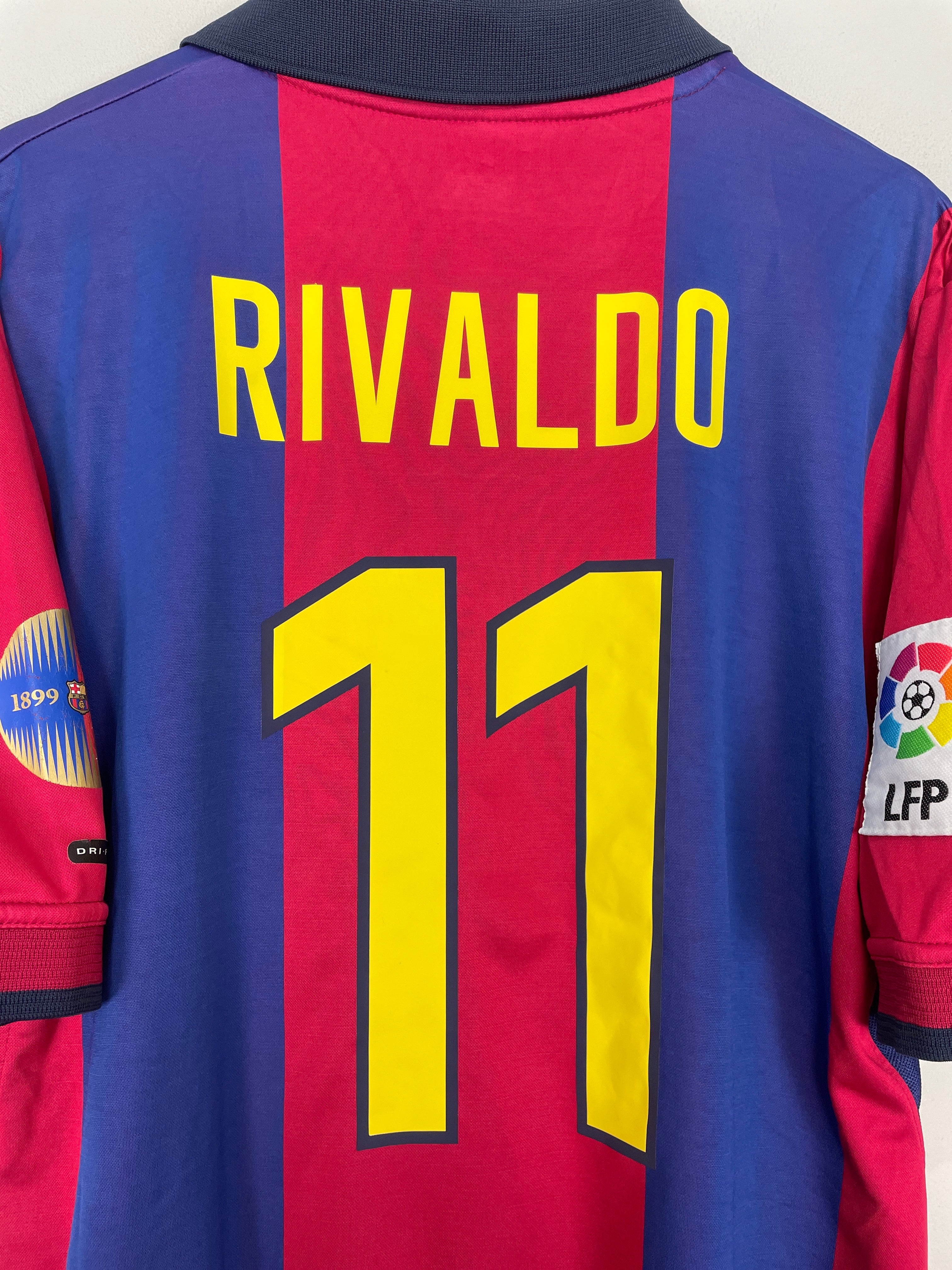 Shop 2000/01 BARCELONA RIVALDO #11 HOME SHIRT (L) NIKE, classic football shirts, vintage football shirts & retro soccer jerseys at Cult Kits