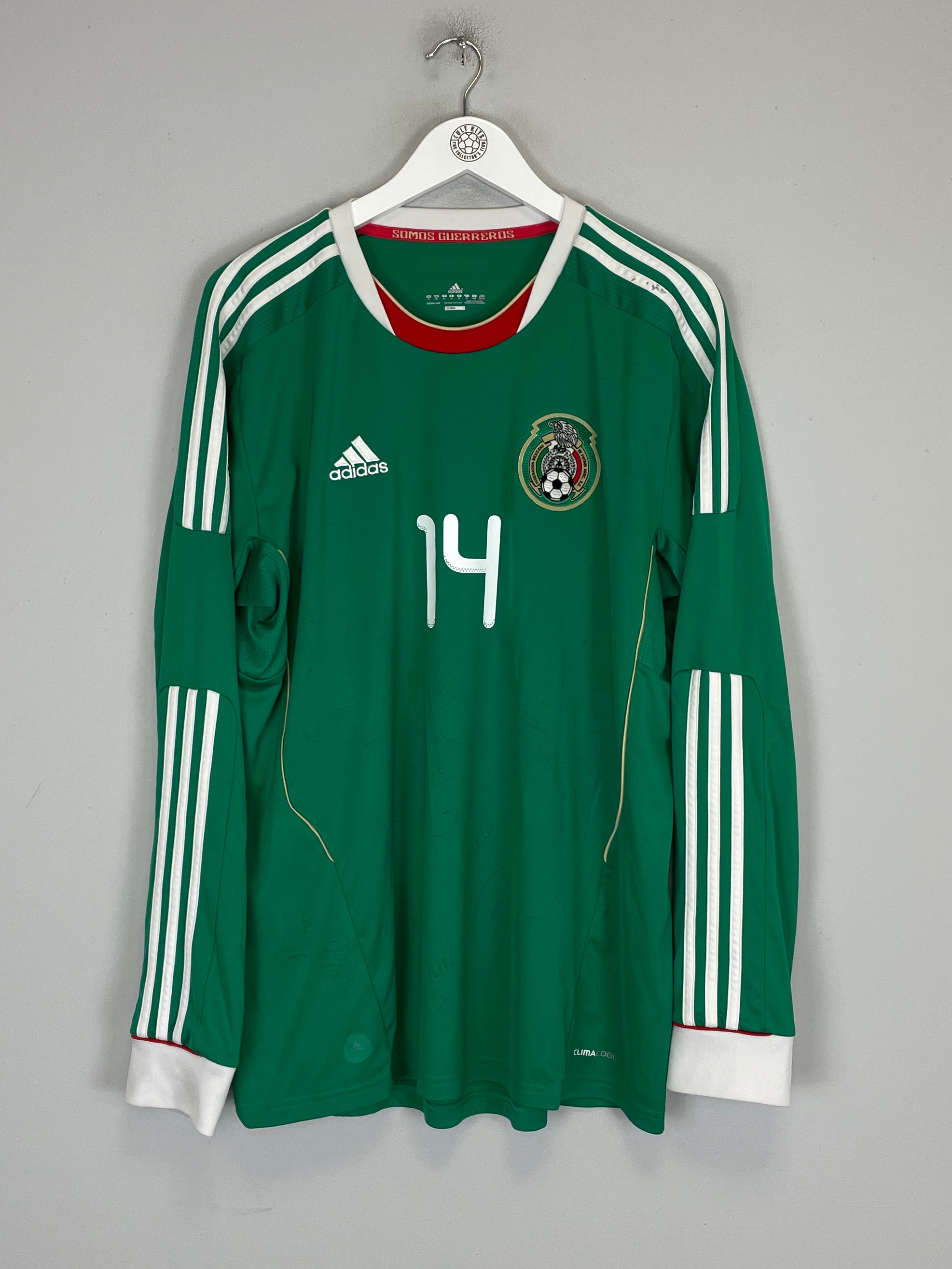 Shop 2011/12 MEXICO CHICHARITO #14 *SQUAD SIGNED* L/S HOME SHIRT (XL) ADIDAS, classic football shirts, vintage football shirts & retro soccer jerseys at Cult Kits