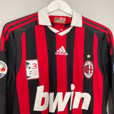 2009/10 AC MILAN BECKHAM #32 L/S HOME SHIRT (M) ADIDAS