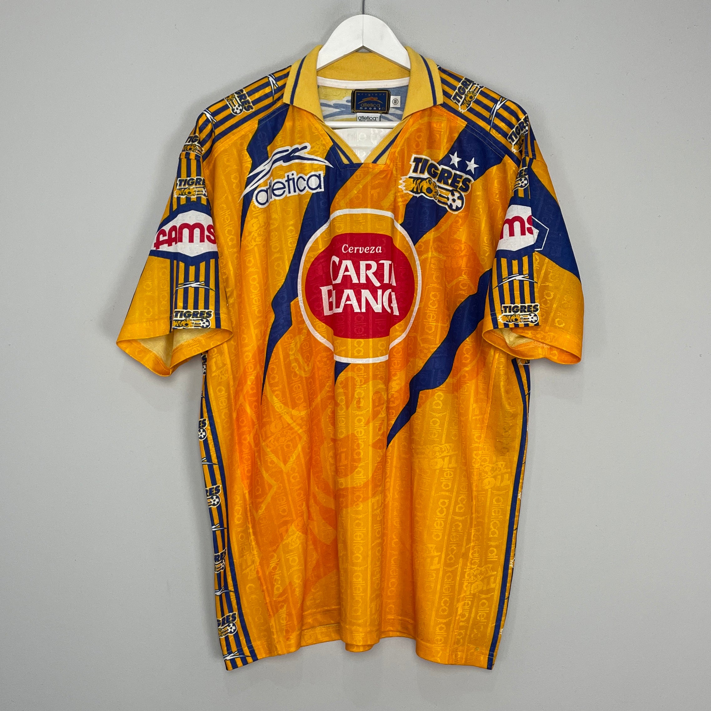 Shop 1997/98 TIGRES HOME SHIRT (XL) ATLETICA, classic football shirts, vintage football shirts & retro soccer jerseys at Cult Kits