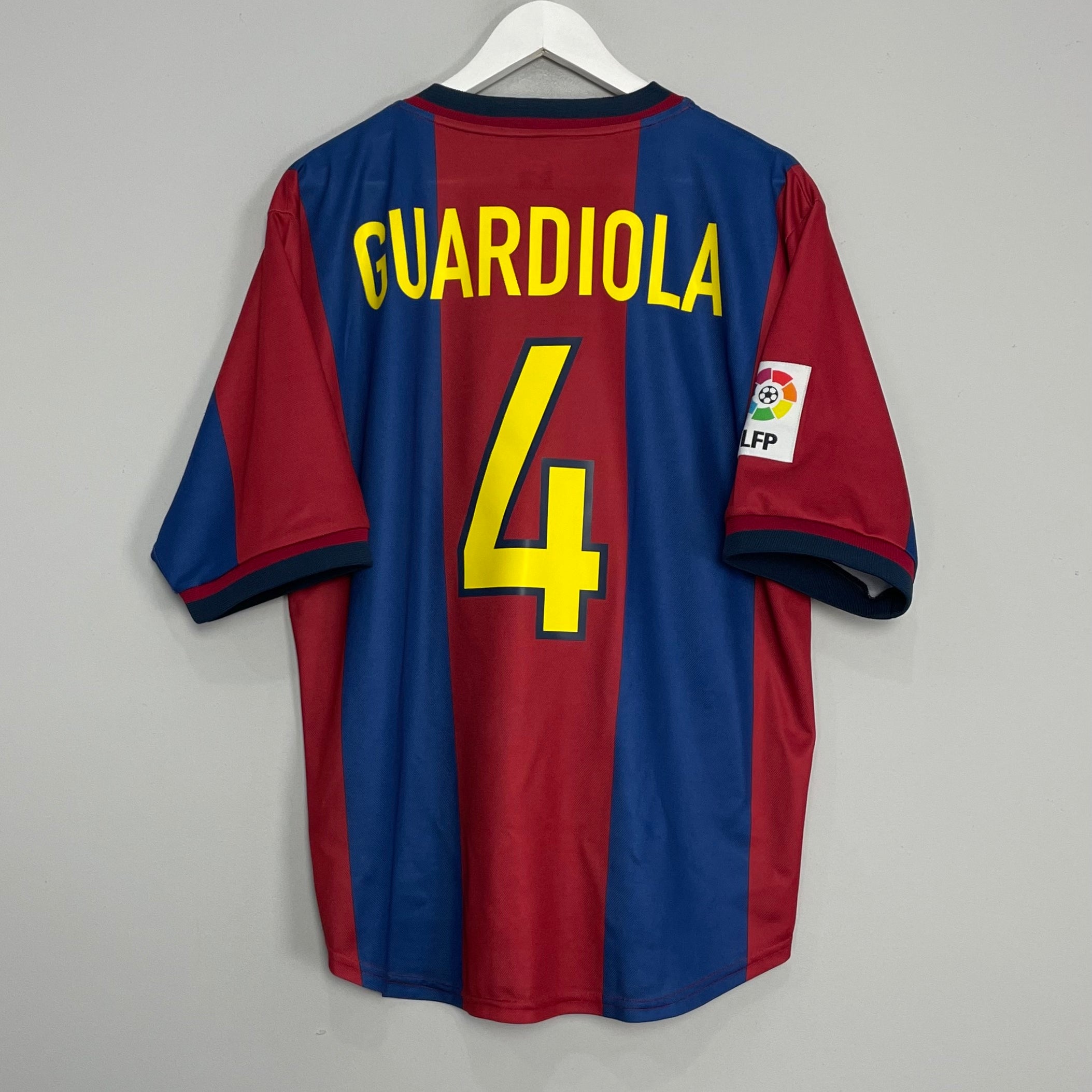 Shop 1998/99 BARCELONA GUARDIOLA #4 HOME SHIRT (L) NIKE, classic football shirts, vintage football shirts & retro soccer jerseys at Cult Kits
