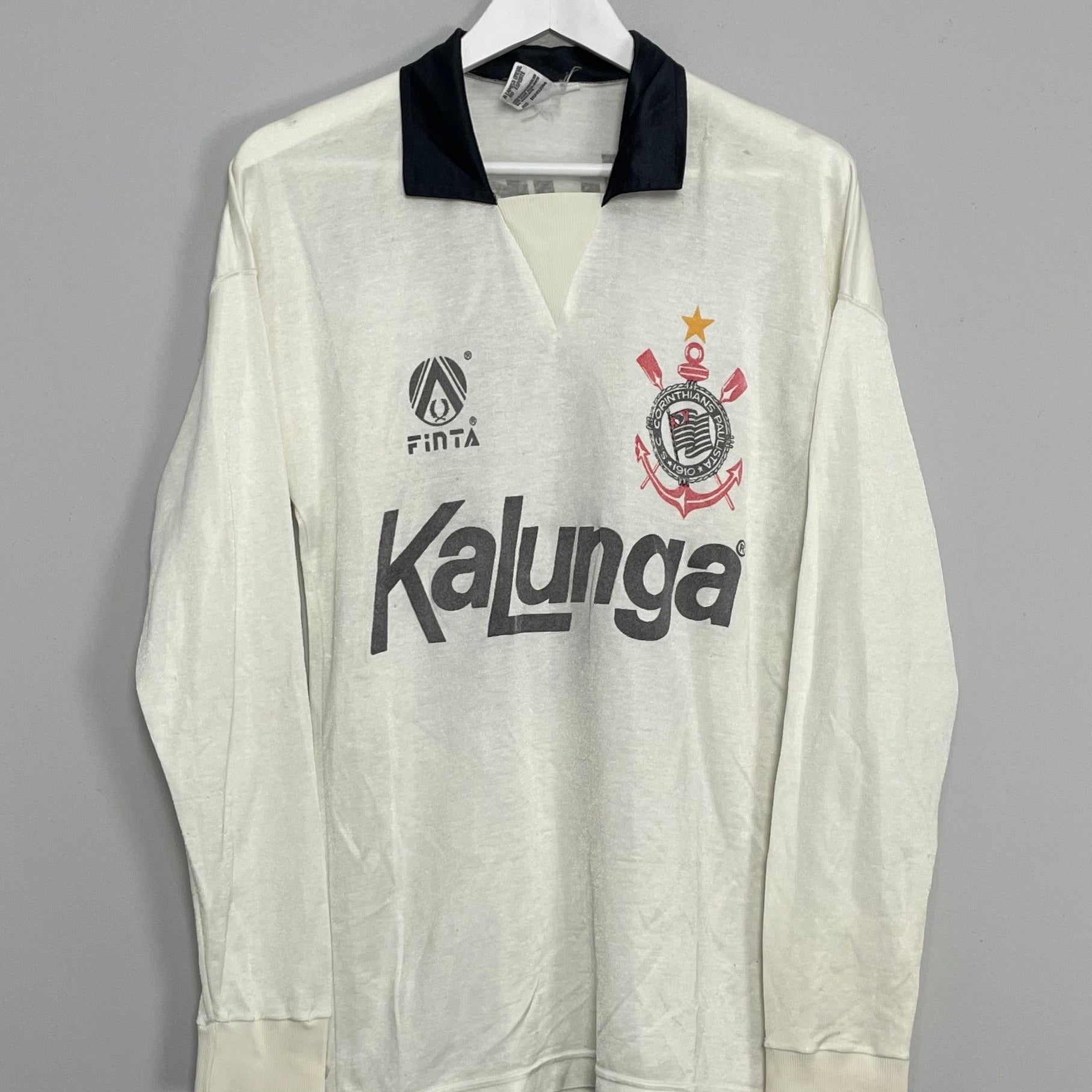 Shop 1990/92 CORINTHIANS #10 L/S HOME SHIRT (M) FINTA, classic football shirts, vintage football shirts & retro soccer jerseys at Cult Kits