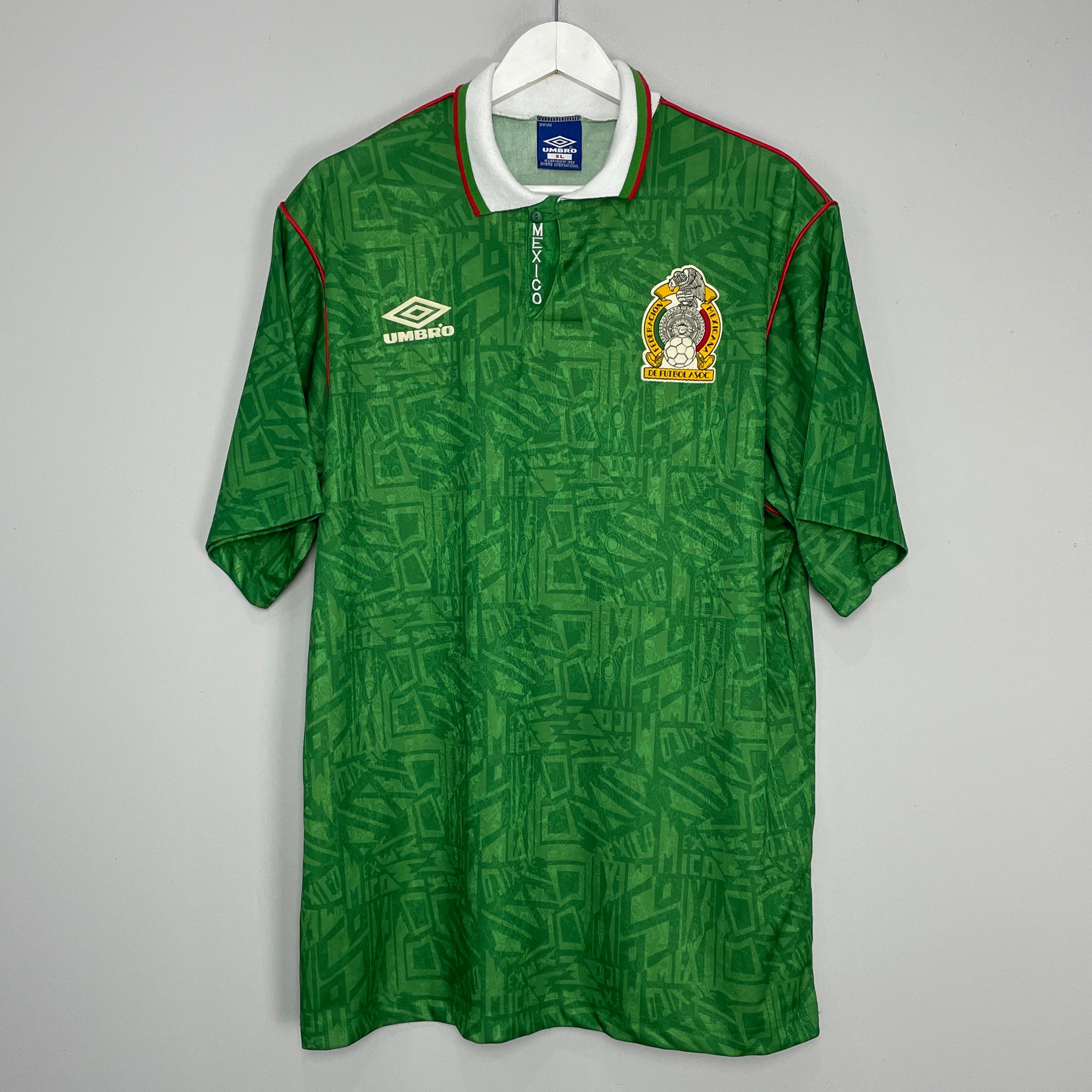 Shop 1994 MEXICO HOME SHIRT (XL) UMBRO, classic football shirts, vintage football shirts & retro soccer jerseys at Cult Kits