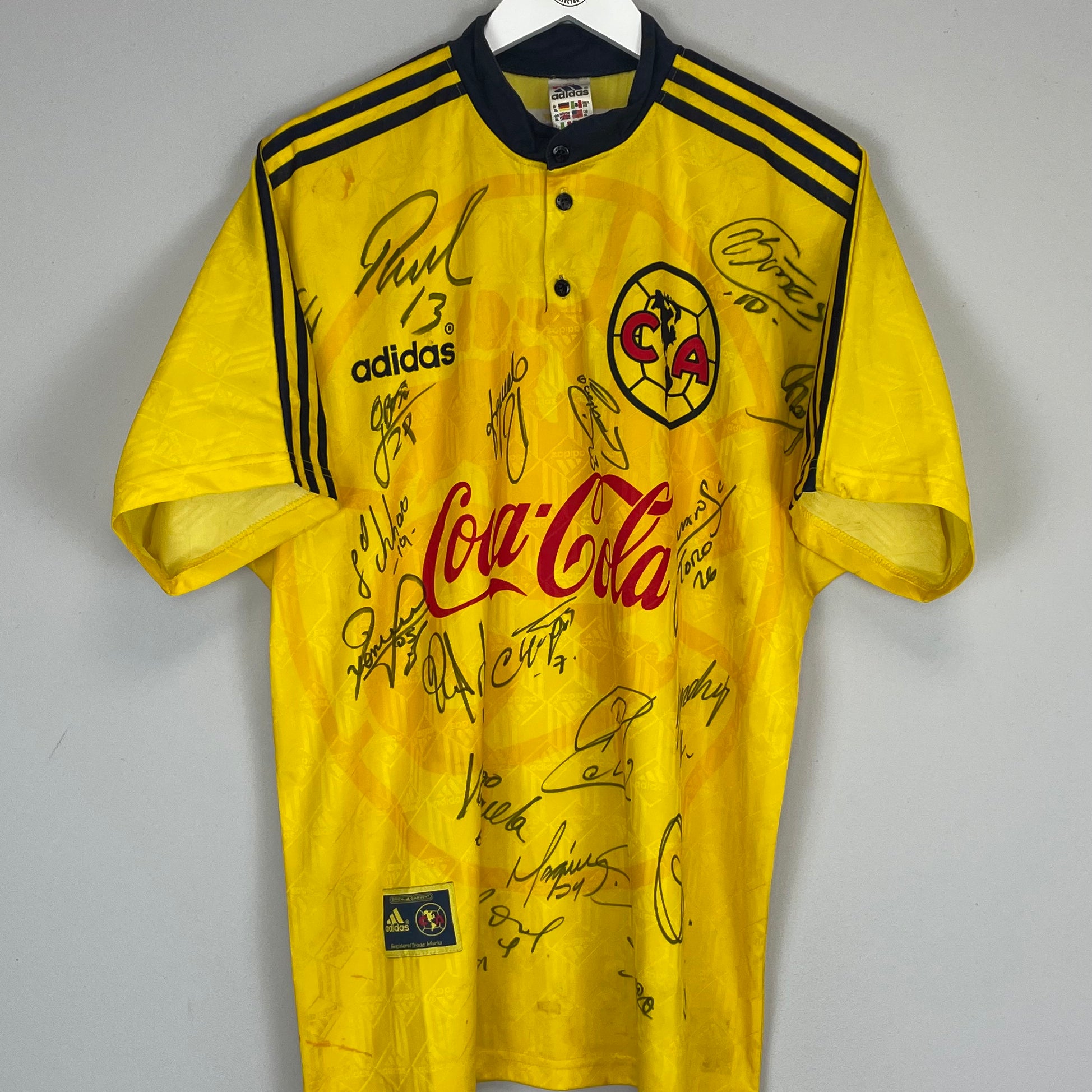 Shop 1996/99 CLUB AMERICA *SQUAD SIGNED* HOME SHIRT (XL) ADIDAS, classic football shirts, vintage football shirts & retro soccer jerseys at Cult Kits