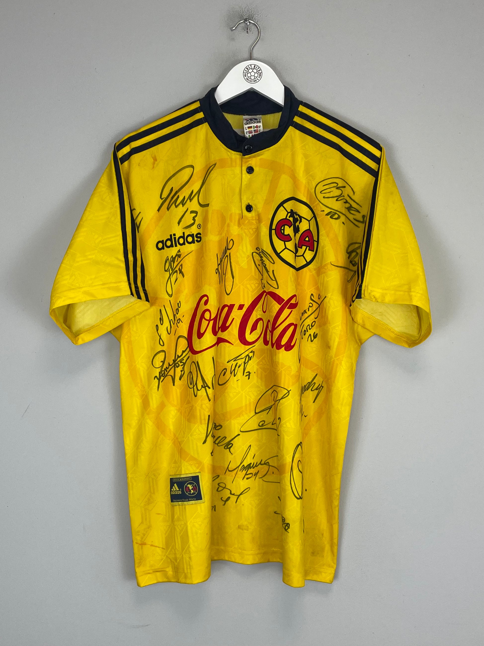 Shop 1996/99 CLUB AMERICA *SQUAD SIGNED* HOME SHIRT (XL) ADIDAS, classic football shirts, vintage football shirts & retro soccer jerseys at Cult Kits