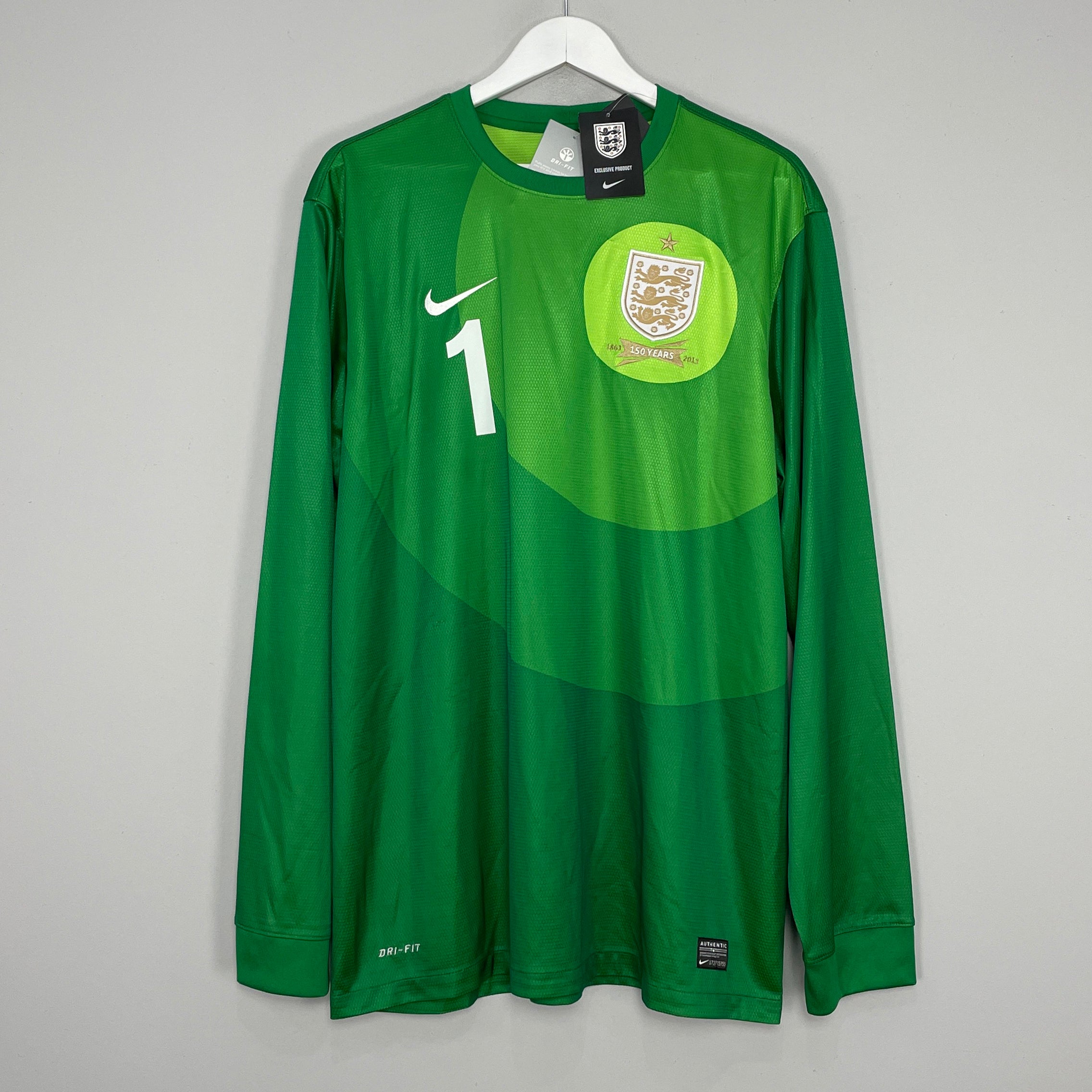 Shop 2013/14 ENGLAND HART #1 *150 YEARS* BNWT GK SHIRT (XL) NIKE, classic football shirts, vintage football shirts & retro soccer jerseys at Cult Kits