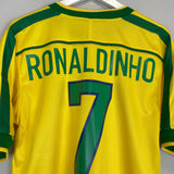 1998/00 BRAZIL RONALDINHO #7 HOME SHIRT (S) NIKE