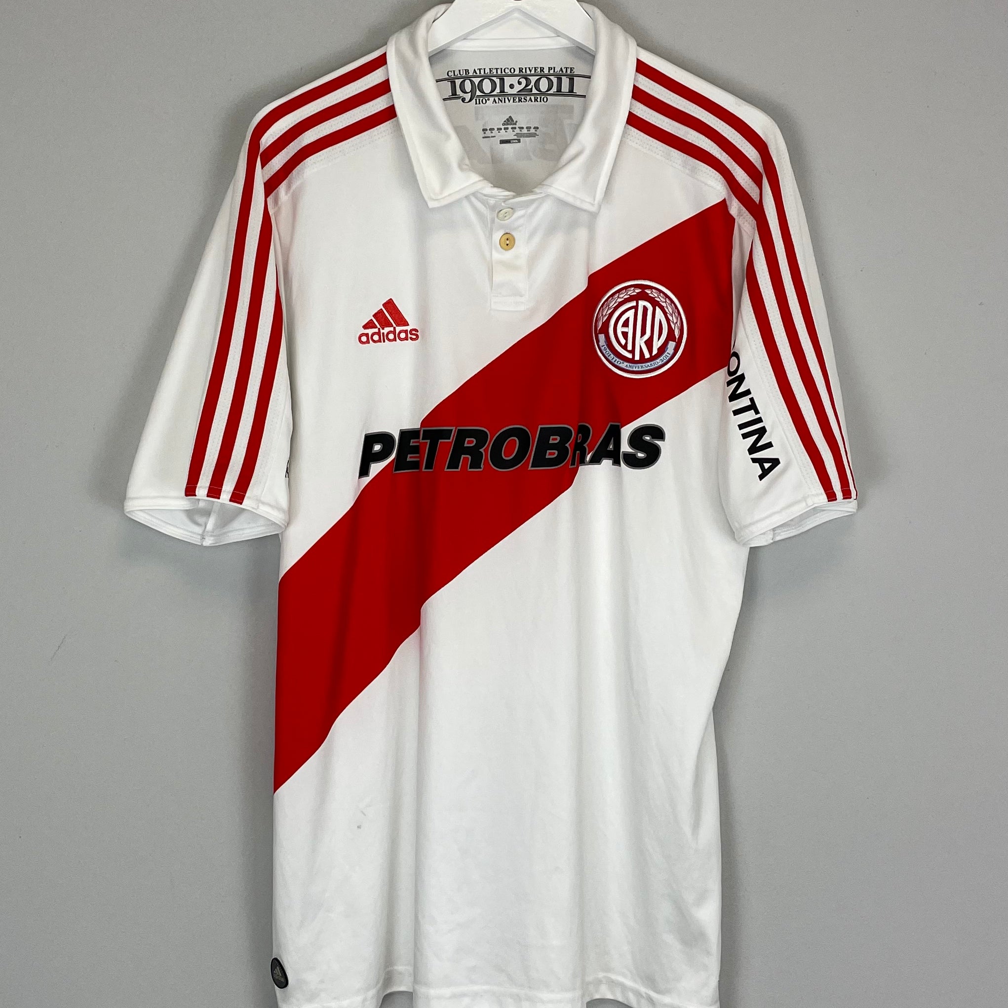 Shop 2011/12 RIVER PLATE *110 YEARS* HOME SHIRT (XL) ADIDAS, classic football shirts, vintage football shirts & retro soccer jerseys at Cult Kits