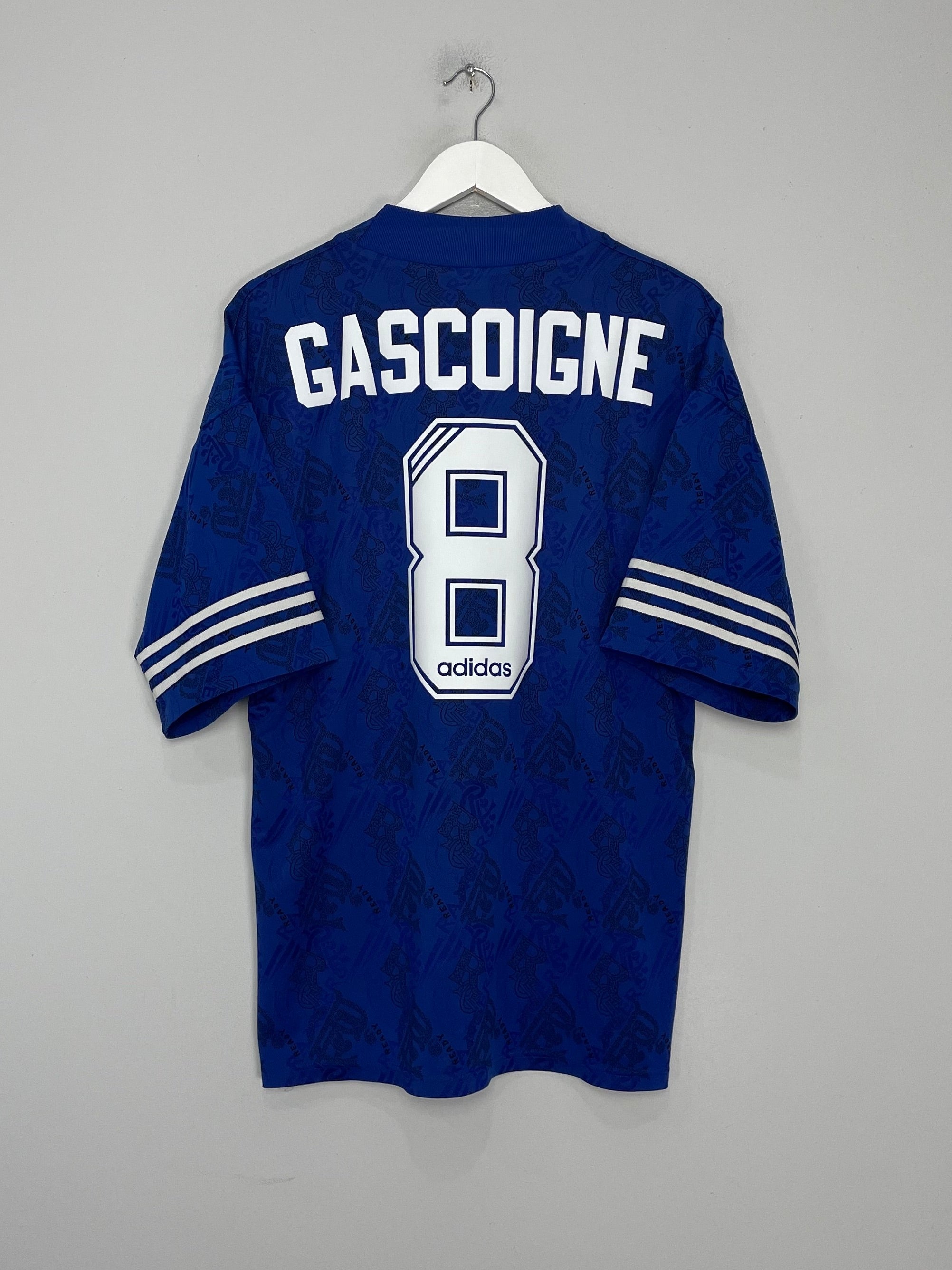 Shop 1994/96 RANGERS GASCOIGNE #8 HOME SHIRT (XL) ADIDAS, classic football shirts, vintage football shirts & retro soccer jerseys at Cult Kits