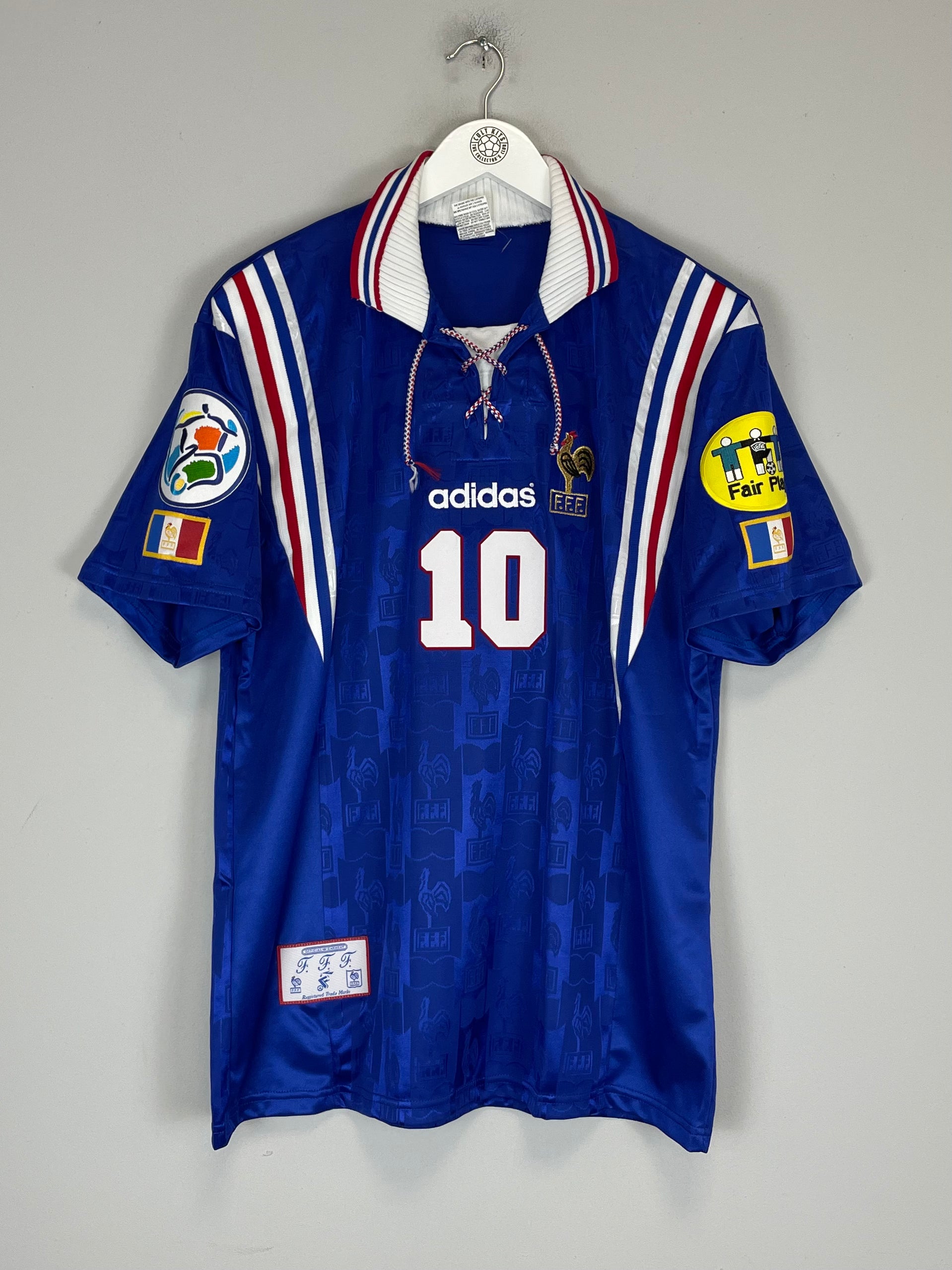 Shop 1996/98 FRANCE ZIDANE #10 *MINT* HOME SHIRT (L) ADIDAS, classic football shirts, vintage football shirts & retro soccer jerseys at Cult Kits