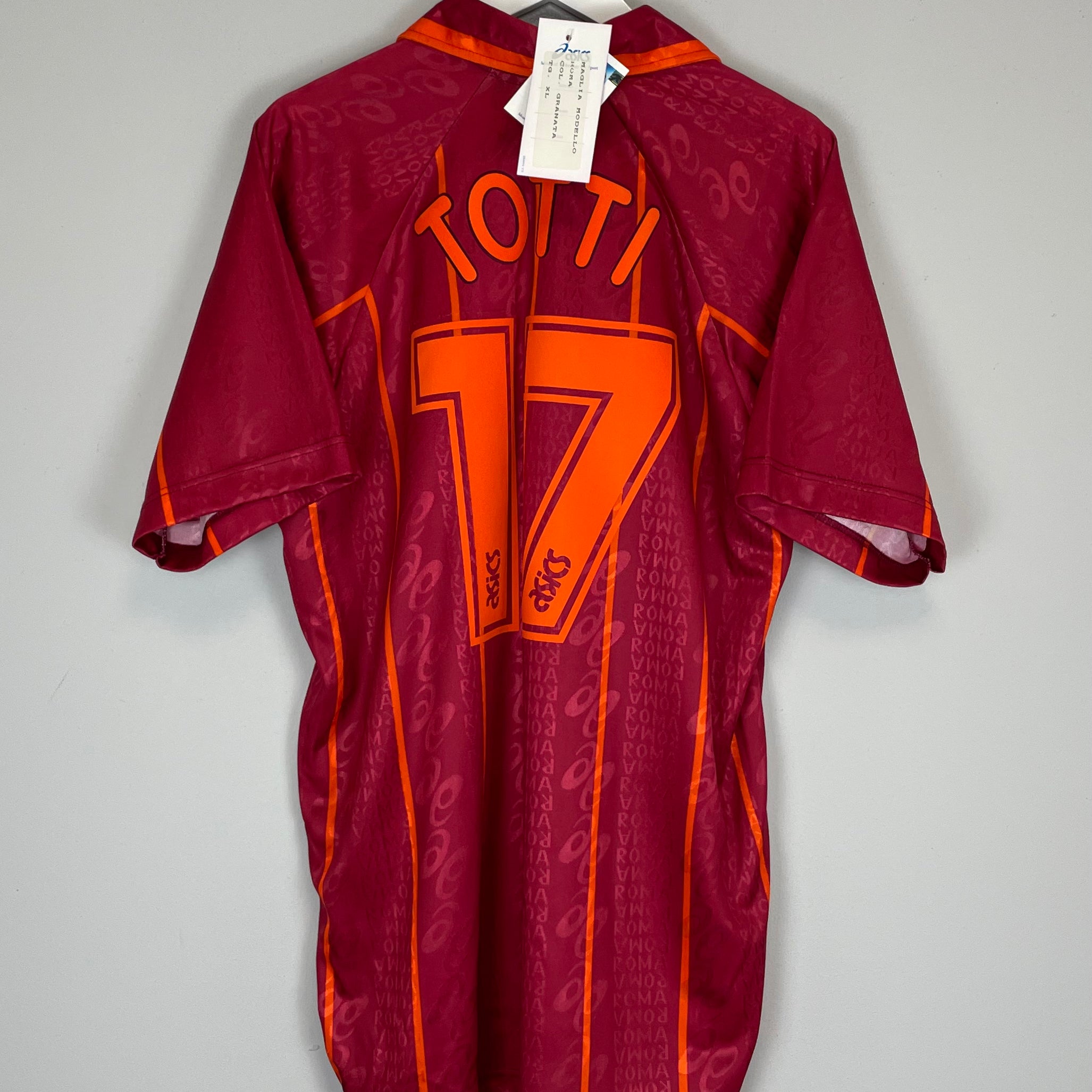 Shop 1996/97 ROMA TOTTI #17 *BNWT* HOME SHIRT (XL) ASICS, classic football shirts, vintage football shirts & retro soccer jerseys at Cult Kits