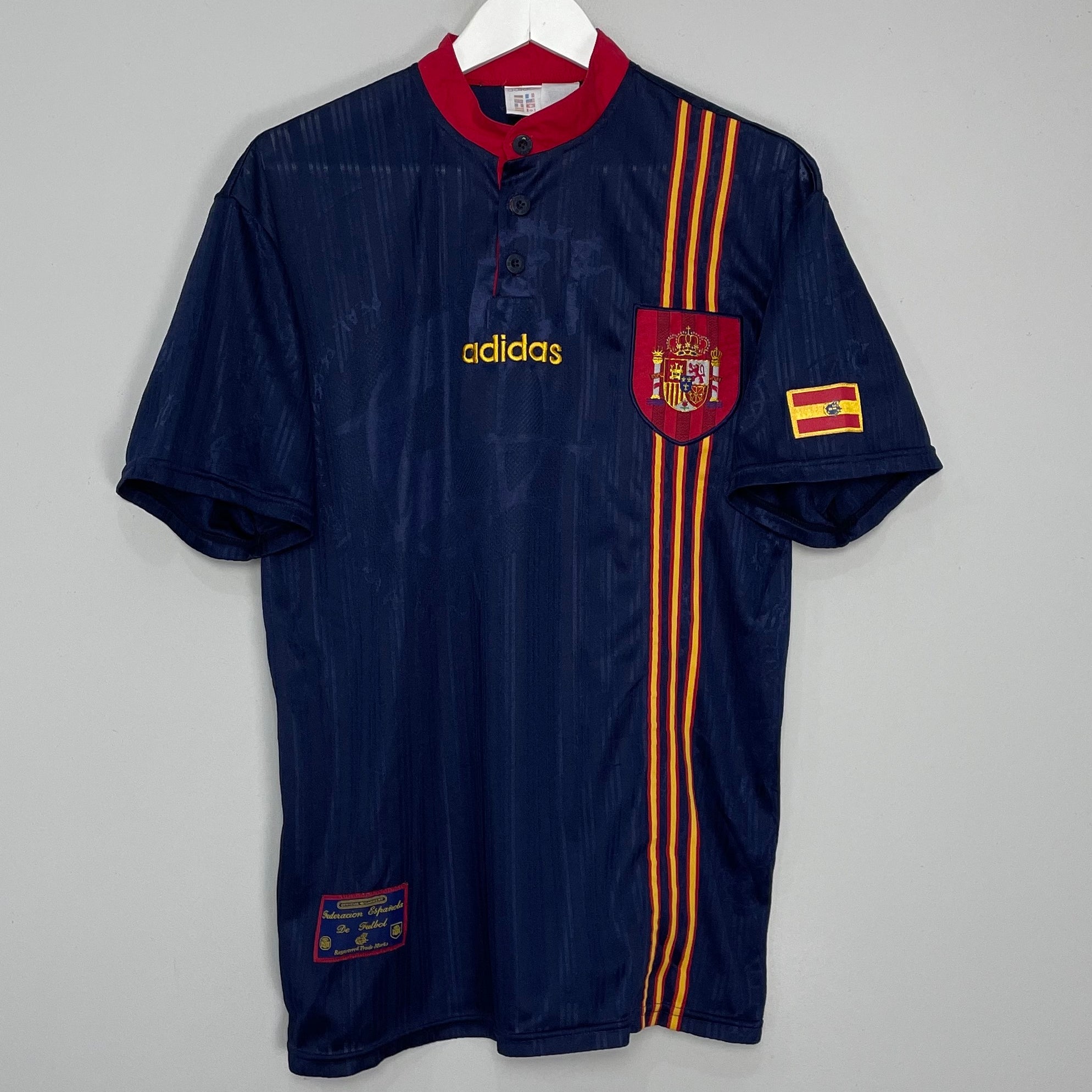 Shop 1996/98 SPAIN AWAY SHIRT (L) ADIDAS, classic football shirts, vintage football shirts & retro soccer jerseys at Cult Kits