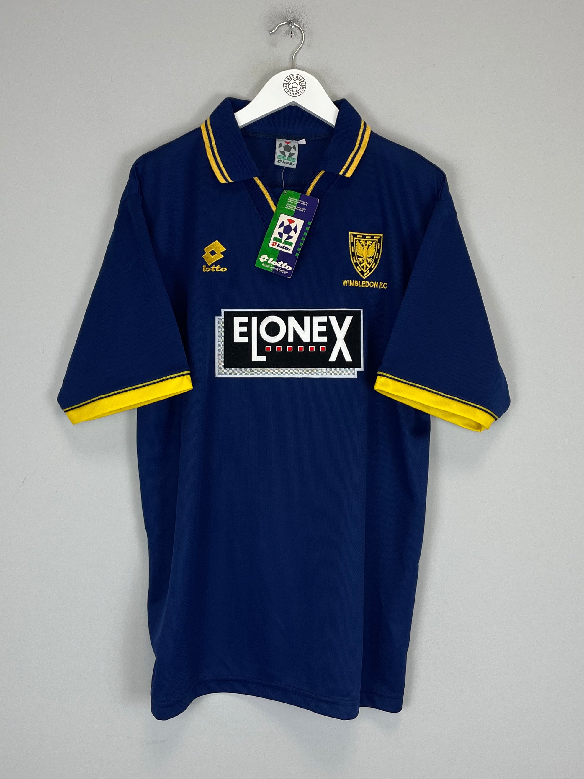 1996/97 WIMBLEDON JONES #4 *BNWT* HOME SHIRT (XL) LOTTO – Cult Kits 1996/97 WIMBLEDON JONES #4 *BNWT* HOME SHIRT (XL) LOTTO – Cult Kits