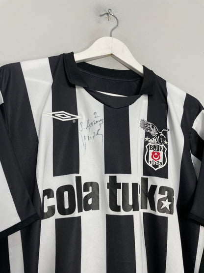 2007/08 BESIKTAS S.KURTULUS #2 *SIGNED* HOME SHIRT (L) UMBRO