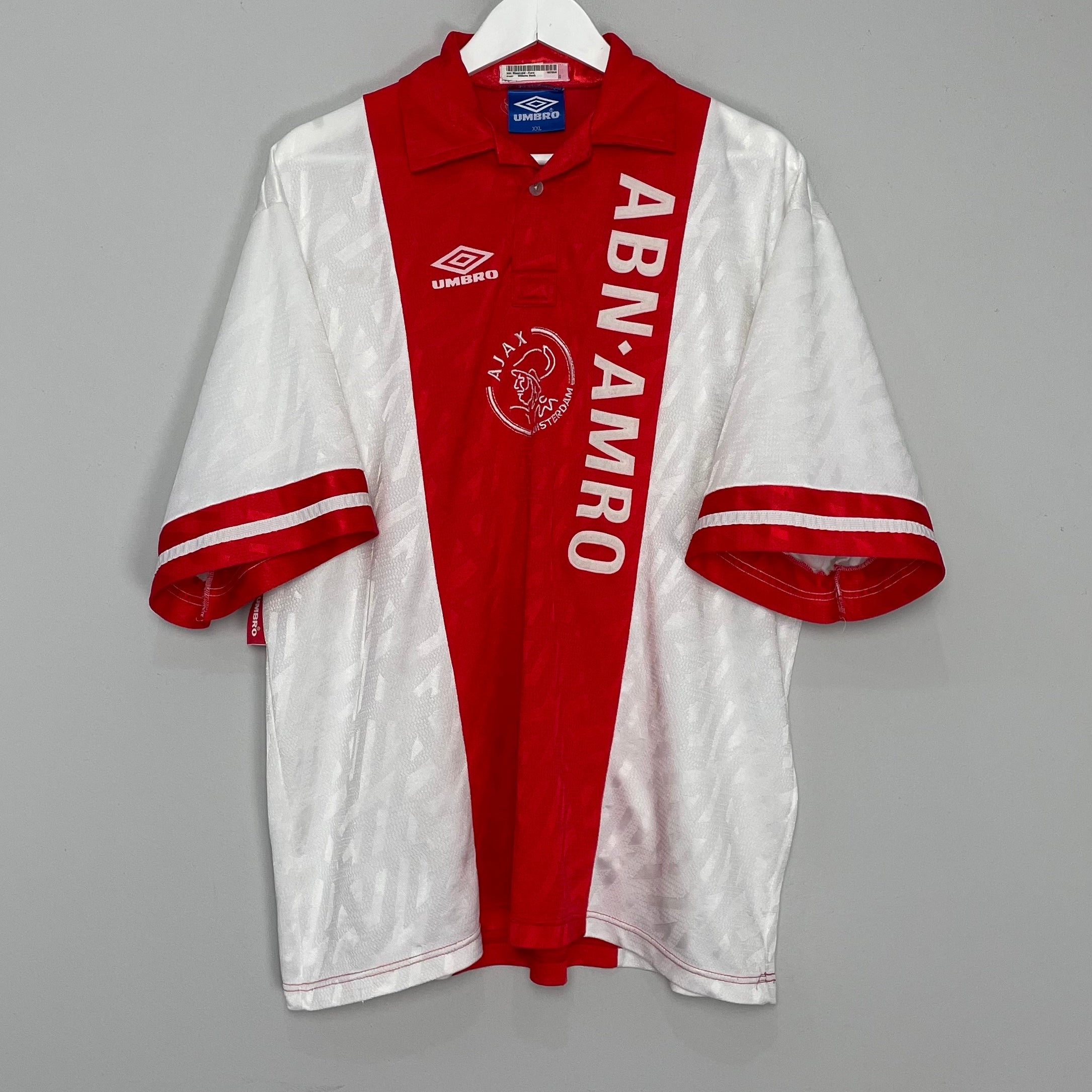 Shop 1993/94 AJAX HOME SHIRT (XXL) UMBRO, classic football shirts, vintage football shirts & retro soccer jerseys at Cult Kits