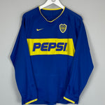 Shop 2003/04 BOCA JUNIORS DELGADO #16 L/S HOME SHIRT (M) NIKE, classic football shirts, vintage football shirts & retro soccer jerseys at Cult Kits
