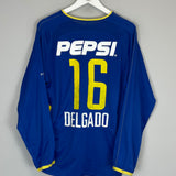 Shop 2003/04 BOCA JUNIORS DELGADO #16 L/S HOME SHIRT (M) NIKE, classic football shirts, vintage football shirts & retro soccer jerseys at Cult Kits
