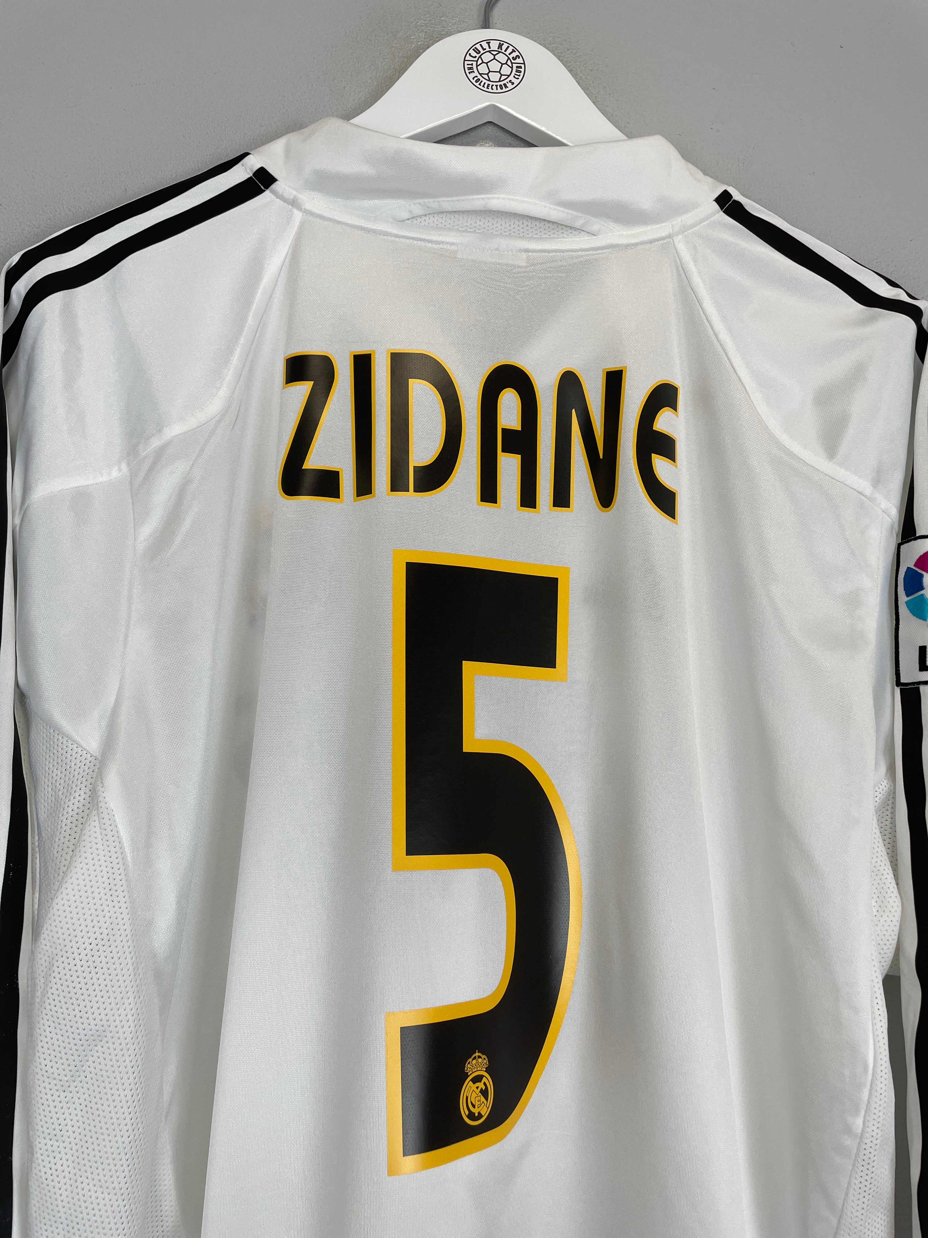 Shop 2004/05 REAL MADRID ZIDANE #5 L/S HOME SHIRT (XL) ADIDAS, classic football shirts, vintage football shirts & retro soccer jerseys at Cult Kits