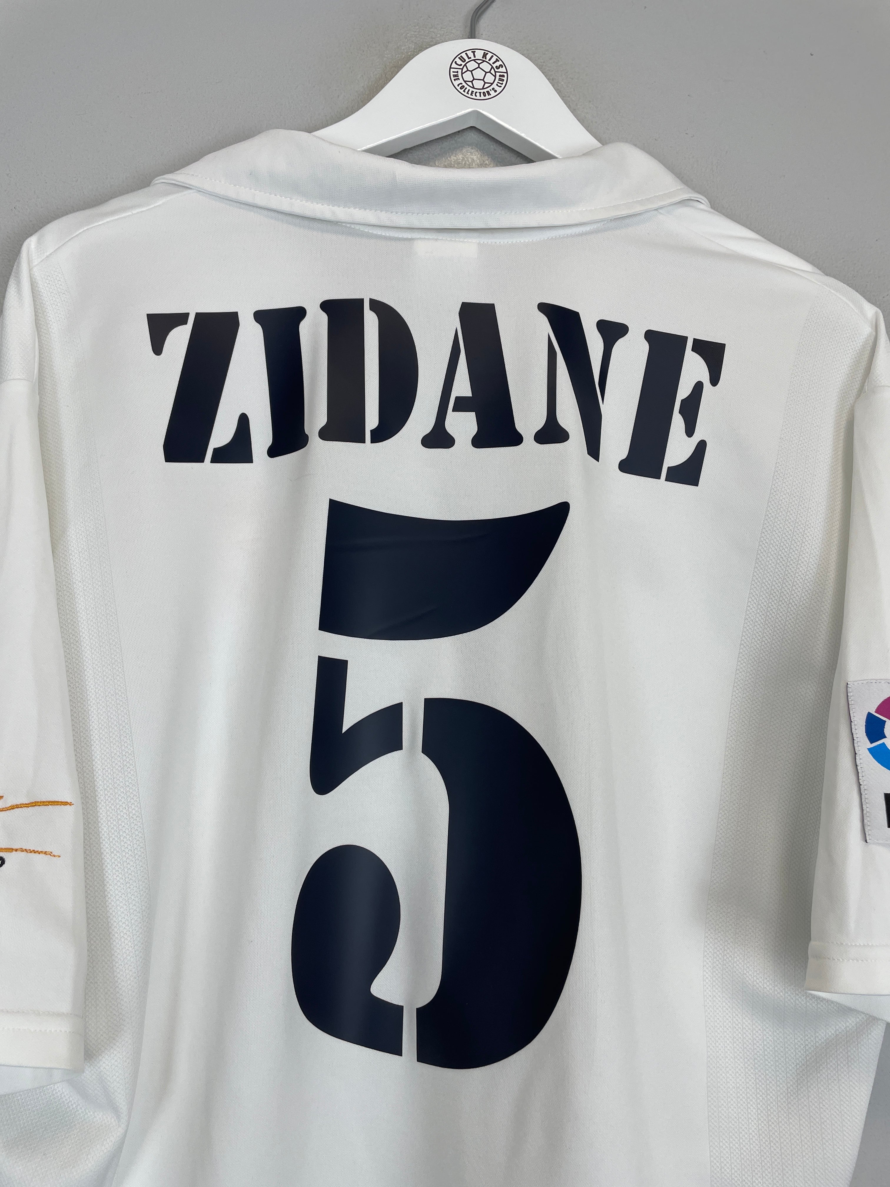 Shop 2001/02 REAL MADRID ZIDANE #5 *CENTENARY* HOME SHIRT (L) ADIDAS, classic football shirts, vintage football shirts & retro soccer jerseys at Cult Kits