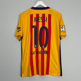 Shop 2015/16 BARCELONA MESSI #10 AWAY SHIRT (M) NIKE, classic football shirts, vintage football shirts & retro soccer jerseys at Cult Kits