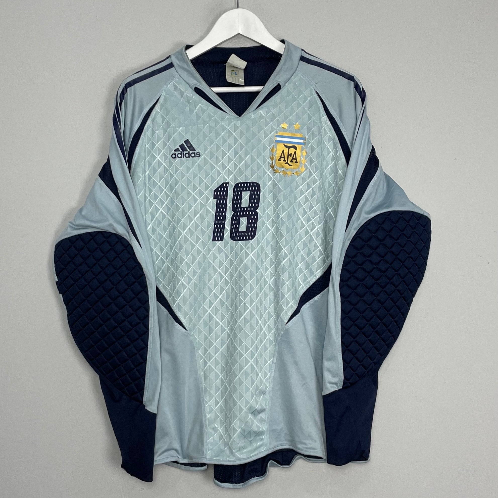 Shop 2004/05 ARGENTINA LUX #18 *PLAYER ISSUE* GK SHIRT (M) ADIDAS, classic football shirts, vintage football shirts & retro soccer jerseys at Cult Kits