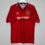 Shop 1994/96 MANCHESTER UNITED BECKHAM #24 HOME SHIRT (L) UMBRO, classic football shirts, vintage football shirts & retro soccer jerseys at Cult Kits