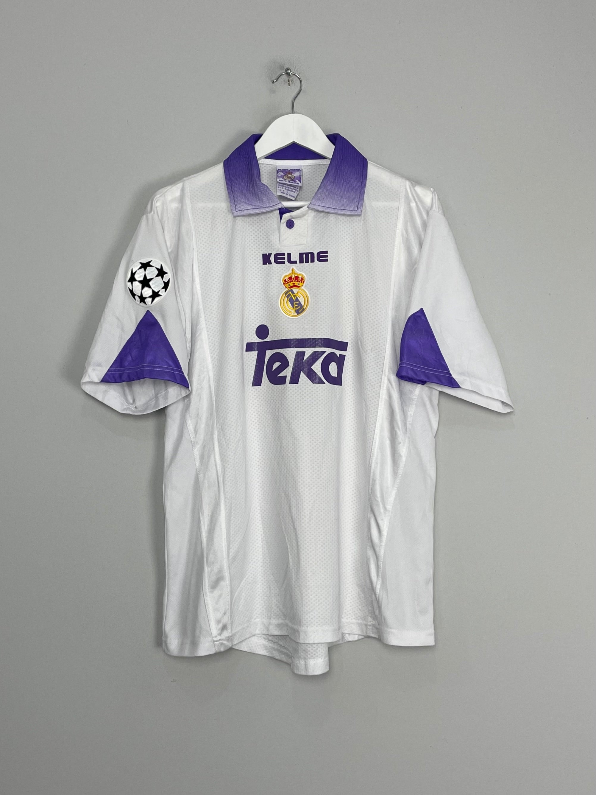 Shop 1997/98 REAL MADRID SUKER #9 C/L HOME SHIRT (L) KELME, classic football shirts, vintage football shirts & retro soccer jerseys at Cult Kits