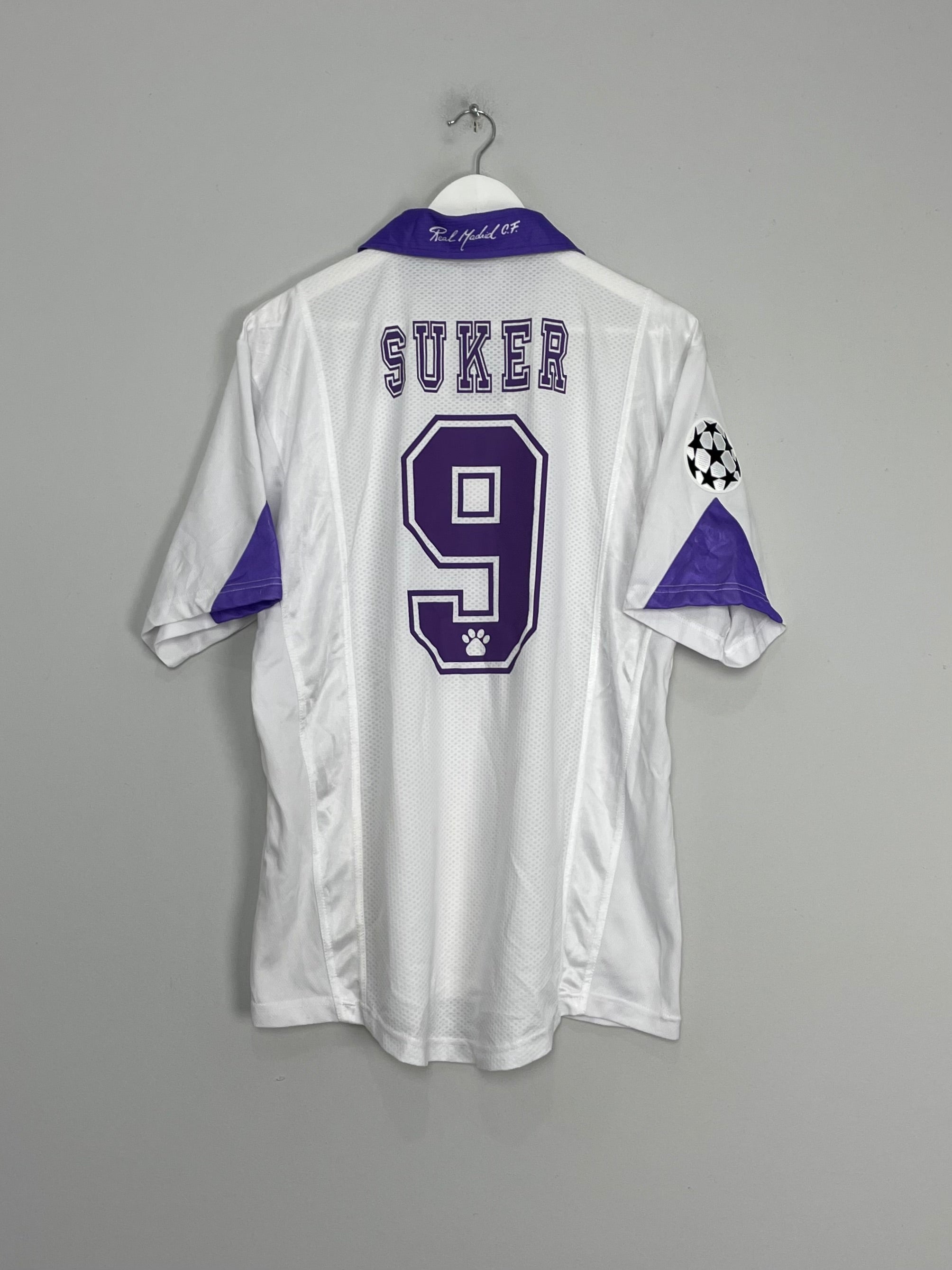 Shop 1997/98 REAL MADRID SUKER #9 C/L HOME SHIRT (L) KELME, classic football shirts, vintage football shirts & retro soccer jerseys at Cult Kits