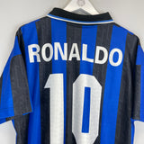 Shop 1997/98 INTER MILAN RONALDO #10 HOME SHIRT (L) UMBRO, classic football shirts, vintage football shirts & retro soccer jerseys at Cult Kits