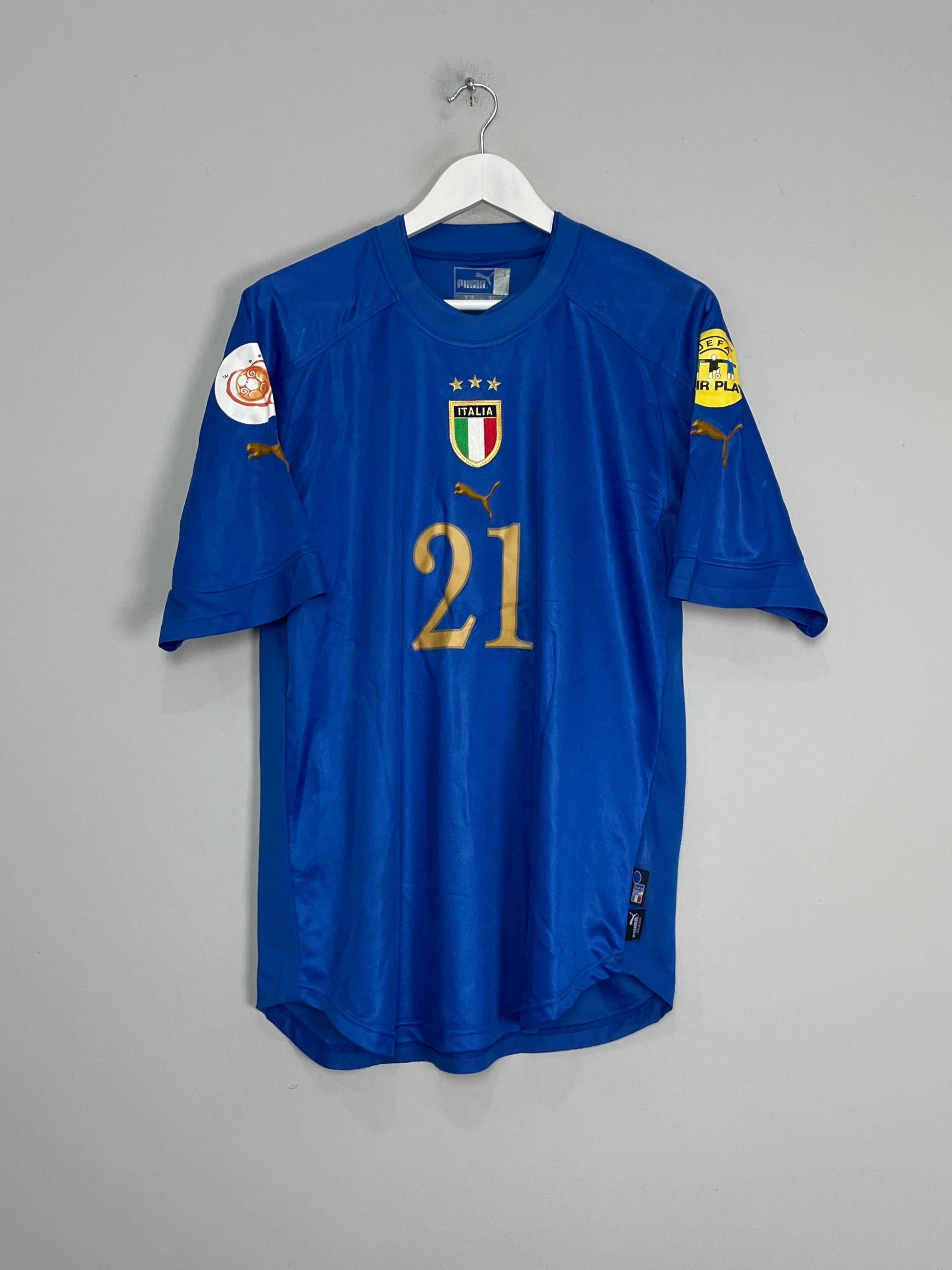 Shop 2004/06 ITALY PIRLO #21 HOME SHIRT (L) PUMA, classic football shirts, vintage football shirts & retro soccer jerseys at Cult Kits