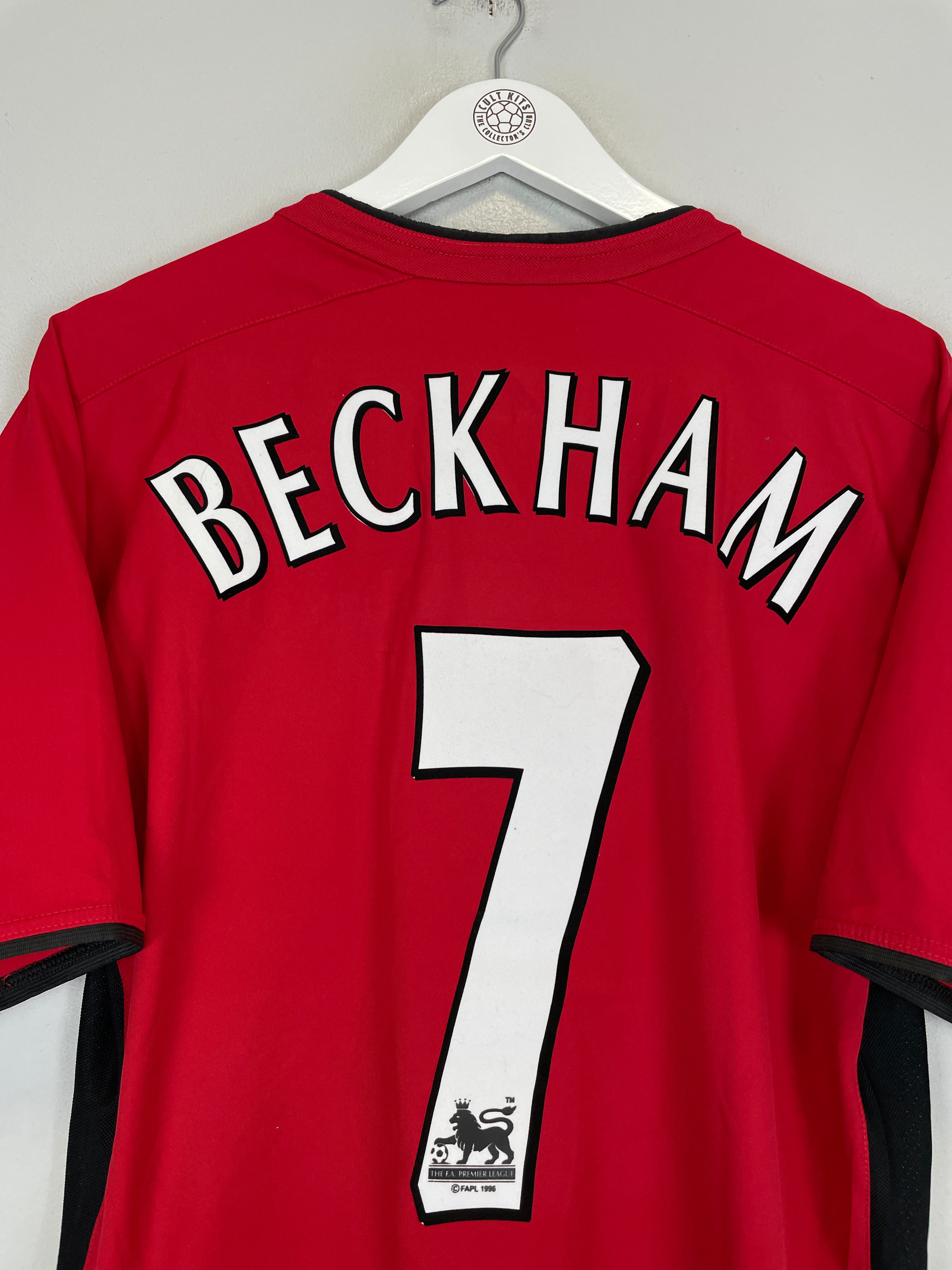 Shop 2002/03 MANCHESTER UNITED BECKHAM #7 HOME SHIRT (M) NIKE, classic football shirts, vintage football shirts & retro soccer jerseys at Cult Kits