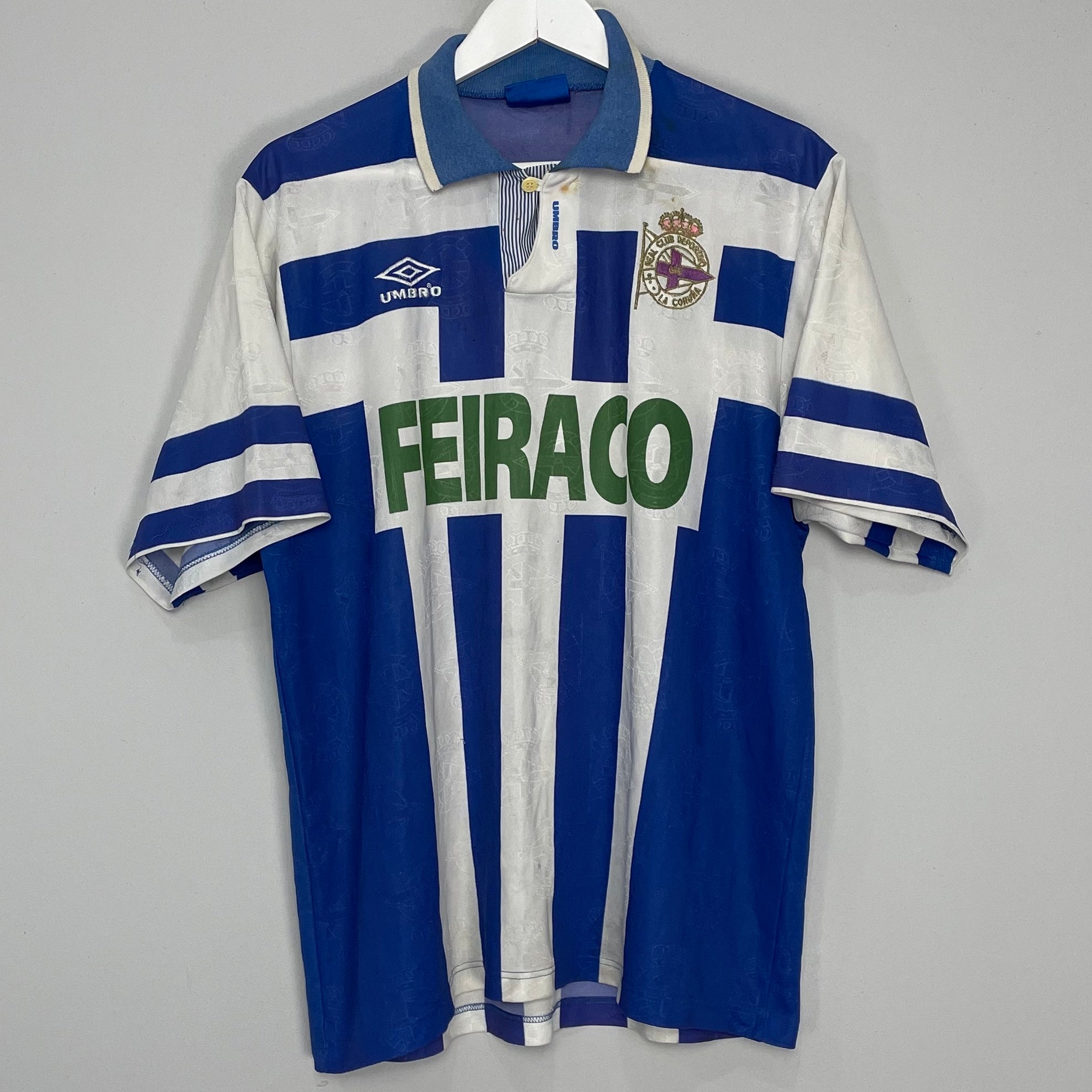 Shop 1993/94 DEPORTIVO LA CORUNA HOME SHIRT (XL) UMBRO, classic football shirts, vintage football shirts & retro soccer jerseys at Cult Kits