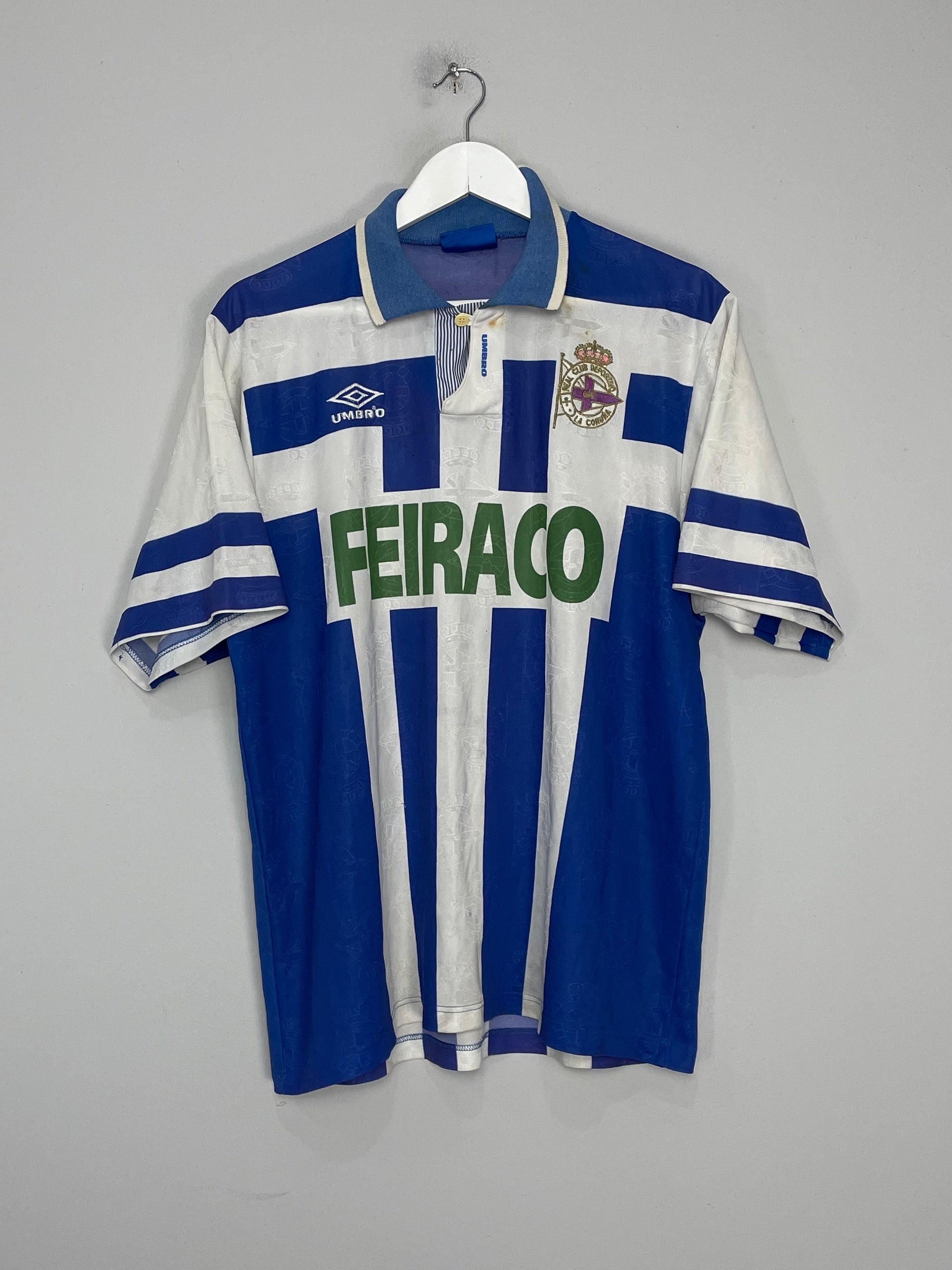 Shop 1993/94 DEPORTIVO LA CORUNA HOME SHIRT (XL) UMBRO, classic football shirts, vintage football shirts & retro soccer jerseys at Cult Kits