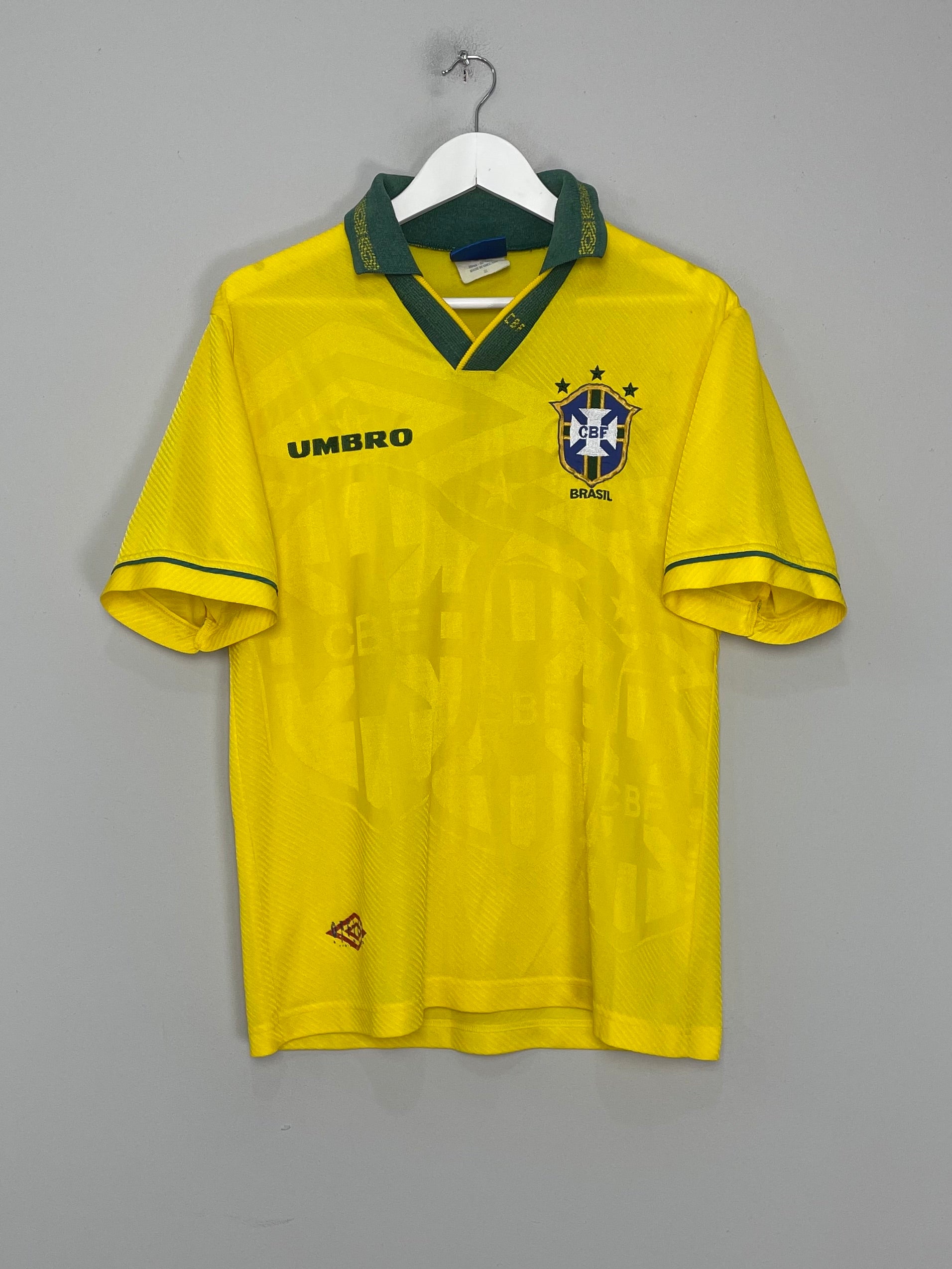 Shop 1993/94 BRAZIL HOME SHIRT (M) UMBRO, classic football shirts, vintage football shirts & retro soccer jerseys at Cult Kits