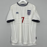 Shop 1999/01 ENGLAND BECKHAM #7 HOME SHIRT (XL) UMBRO, classic football shirts, vintage football shirts & retro soccer jerseys at Cult Kits