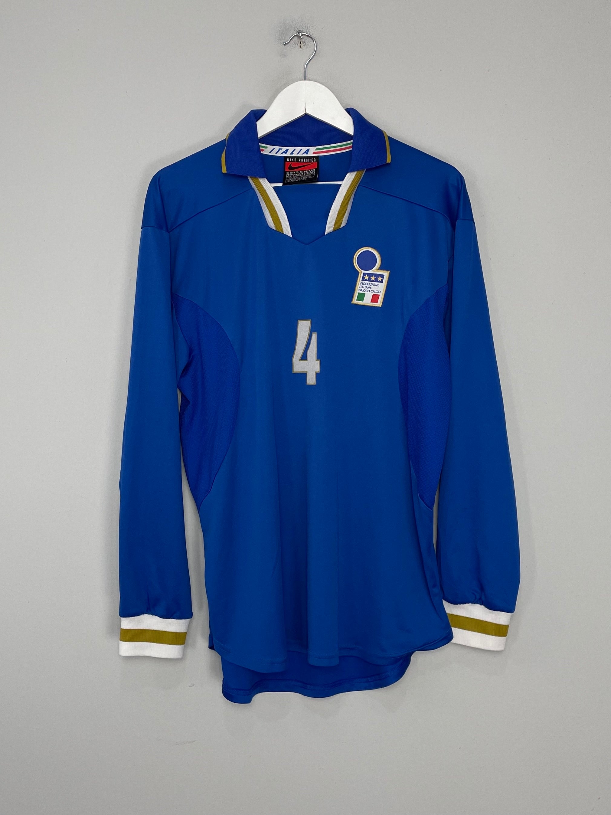 Shop 1996/97 ITALY #4 *PLAYER ISSUE* L/S HOME SHIRT (XL) NIKE, classic football shirts, vintage football shirts & retro soccer jerseys at Cult Kits