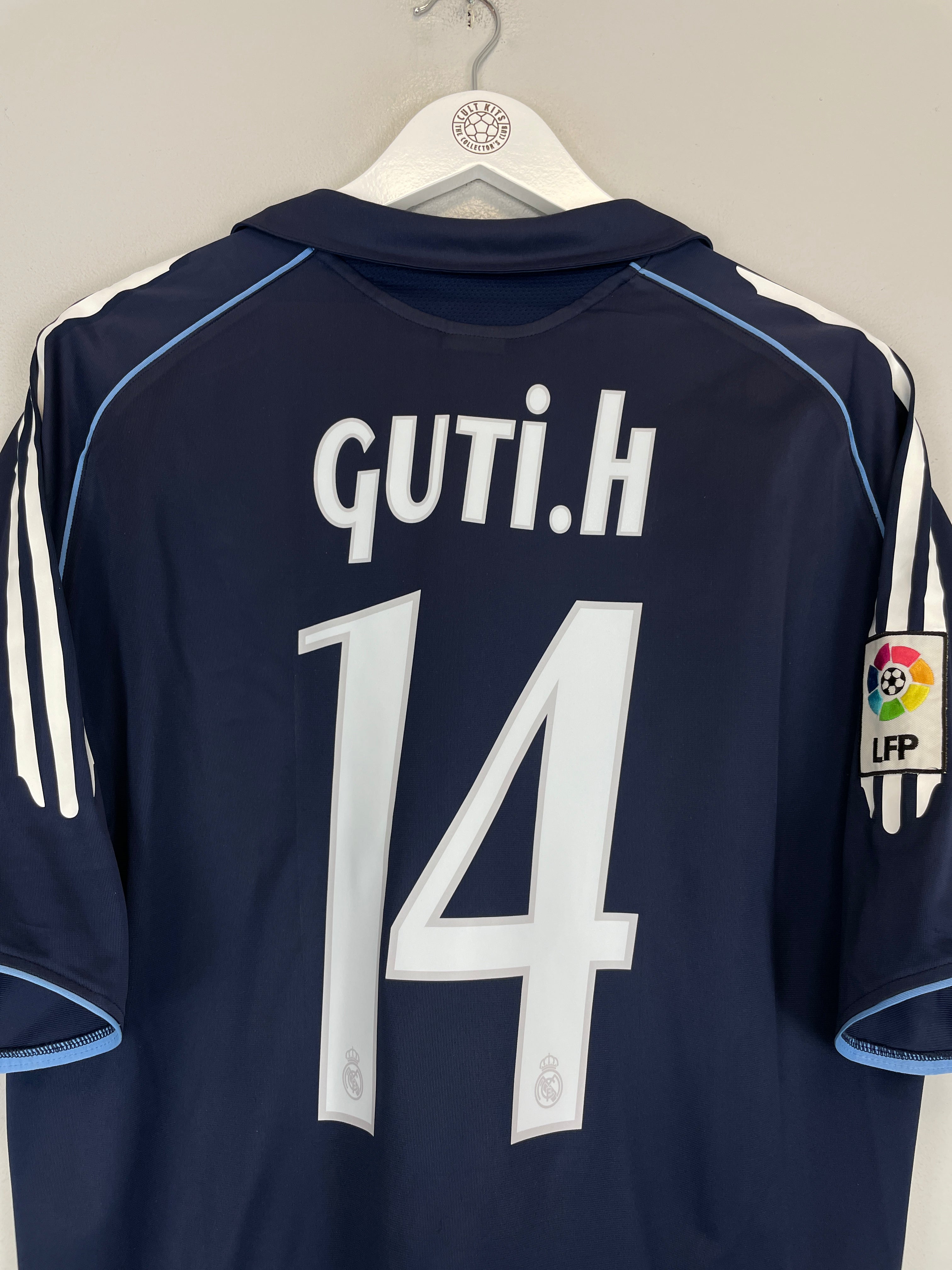 Shop 2005/06 REAL MADRID GUTI #14 AWAY SHIRT (L) ADIDAS, classic football shirts, vintage football shirts & retro soccer jerseys at Cult Kits