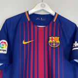 2017/18 BARCELONA SUAREZ #9 HOME SHIRT (M) NIKE