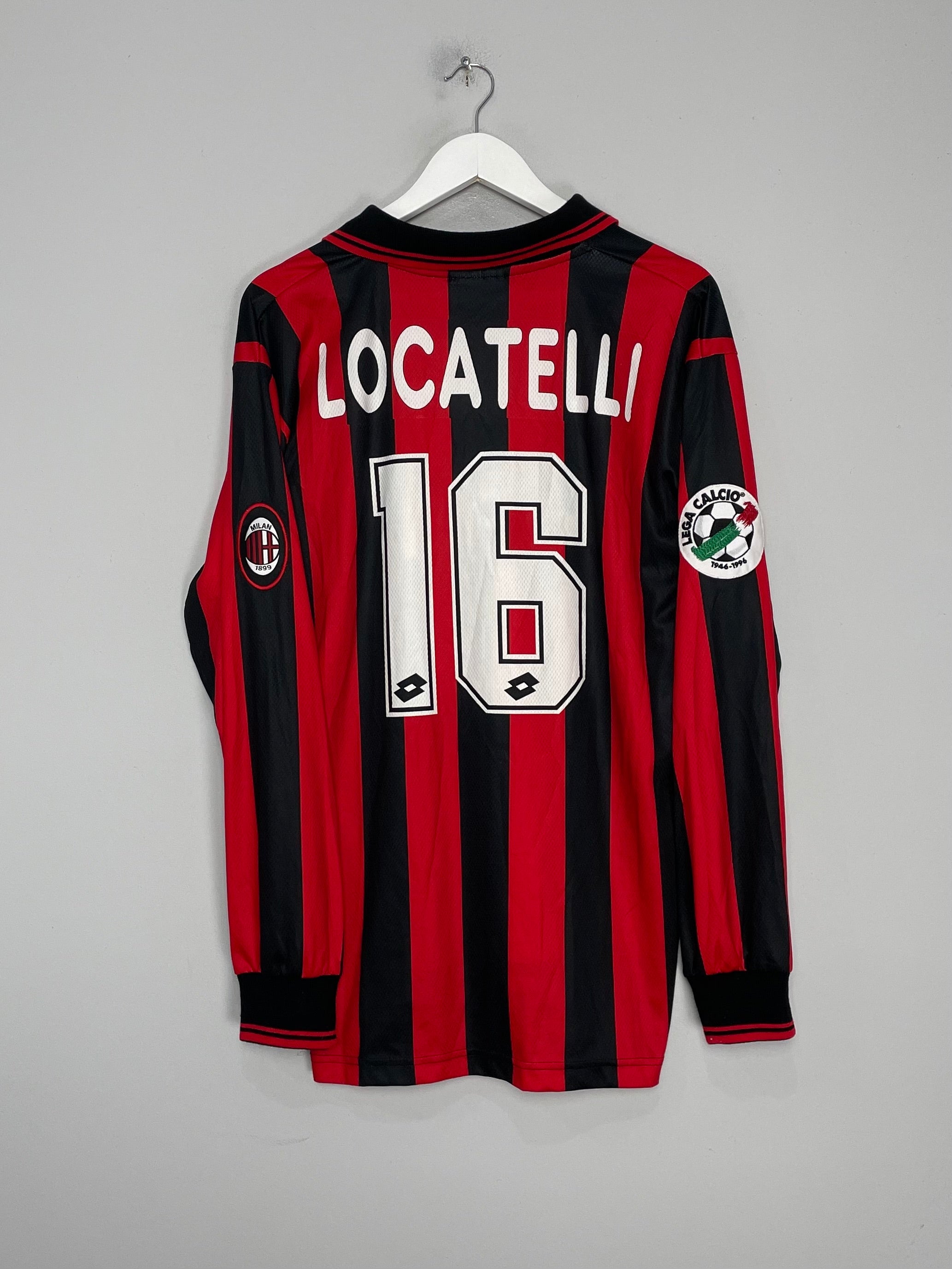 Shop 1994/95 AC MILAN LOCATELLI #16 *MATCH ISSUE* L/S HOME SHIRT (XL) LOTTO, classic football shirts, vintage football shirts & retro soccer jerseys at Cult Kits