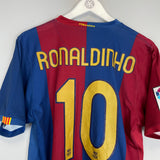 Shop 2006/07 BARCELONA RONALDINHO #10 HOME SHIRT (M) NIKE, classic football shirts, vintage football shirts & retro soccer jerseys at Cult Kits
