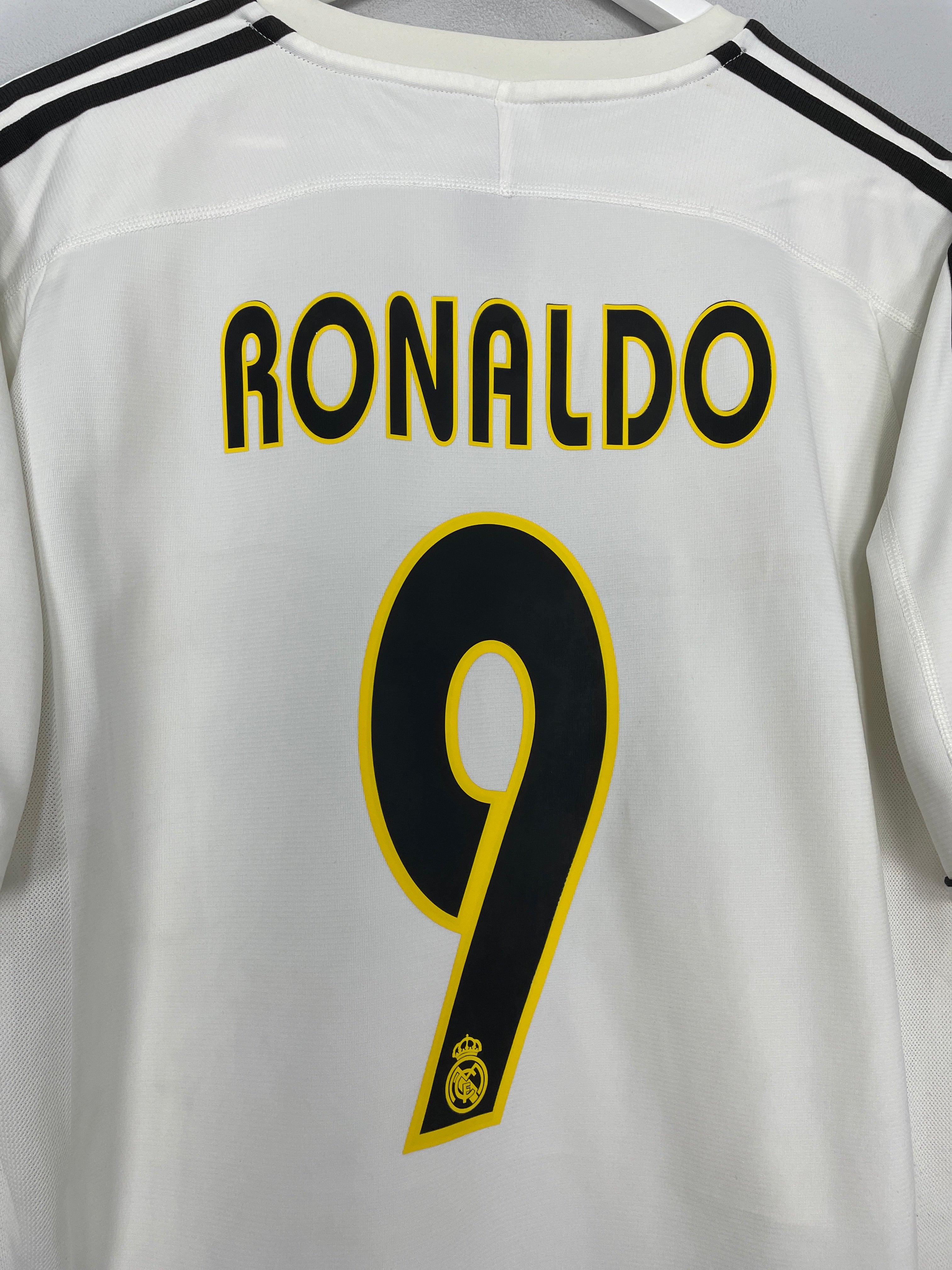 Shop 2003/04 REAL MADRID RONALDO #9 HOME SHIRT (L) ADIDAS, classic football shirts, vintage football shirts & retro soccer jerseys at Cult Kits
