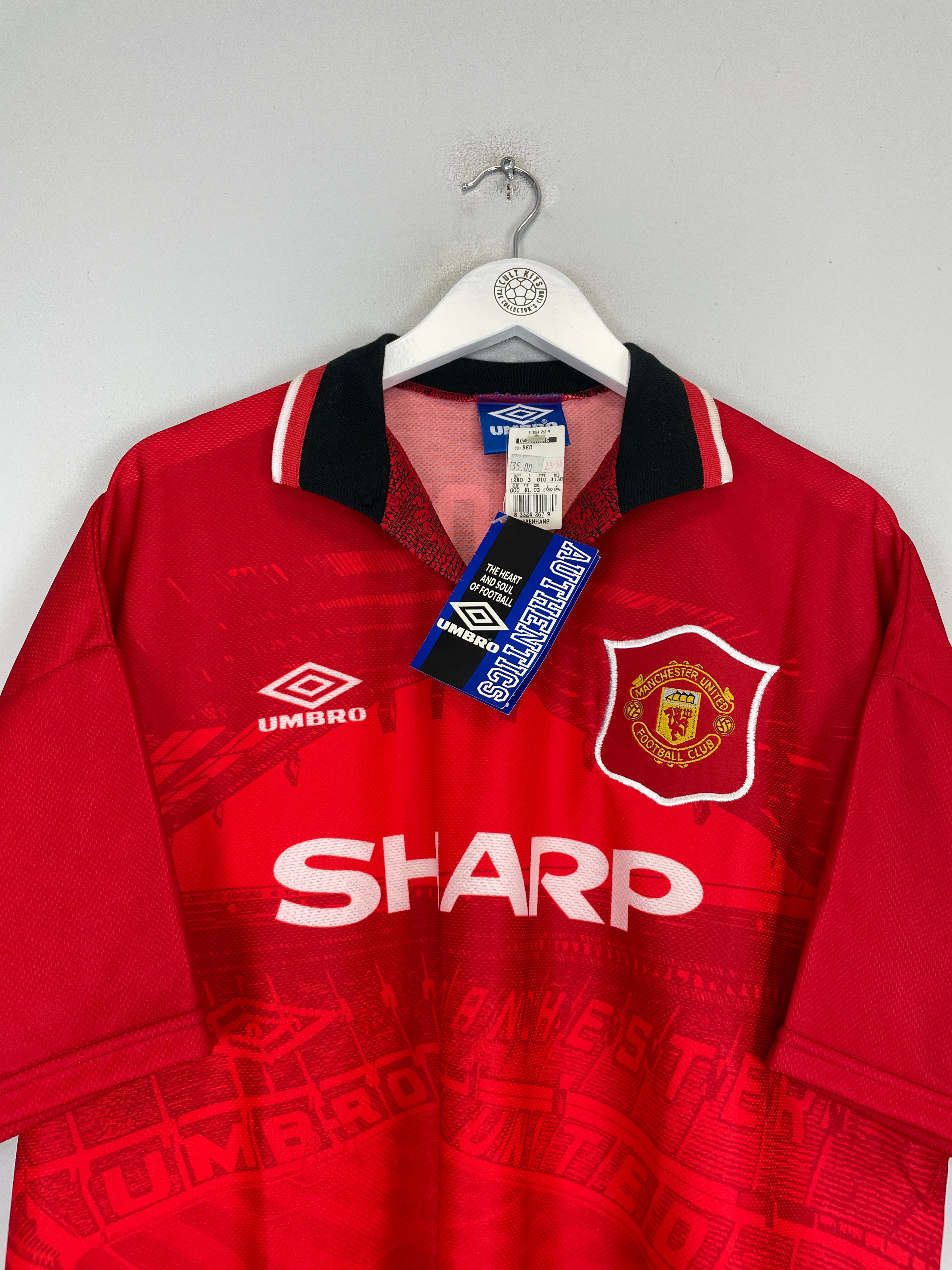 Shop 1994/95 MANCHESTER UNITED CANTONA #7 *BNWT* HOME SHIRT (XL) UMBRO, classic football shirts, vintage football shirts & retro soccer jerseys at Cult Kits