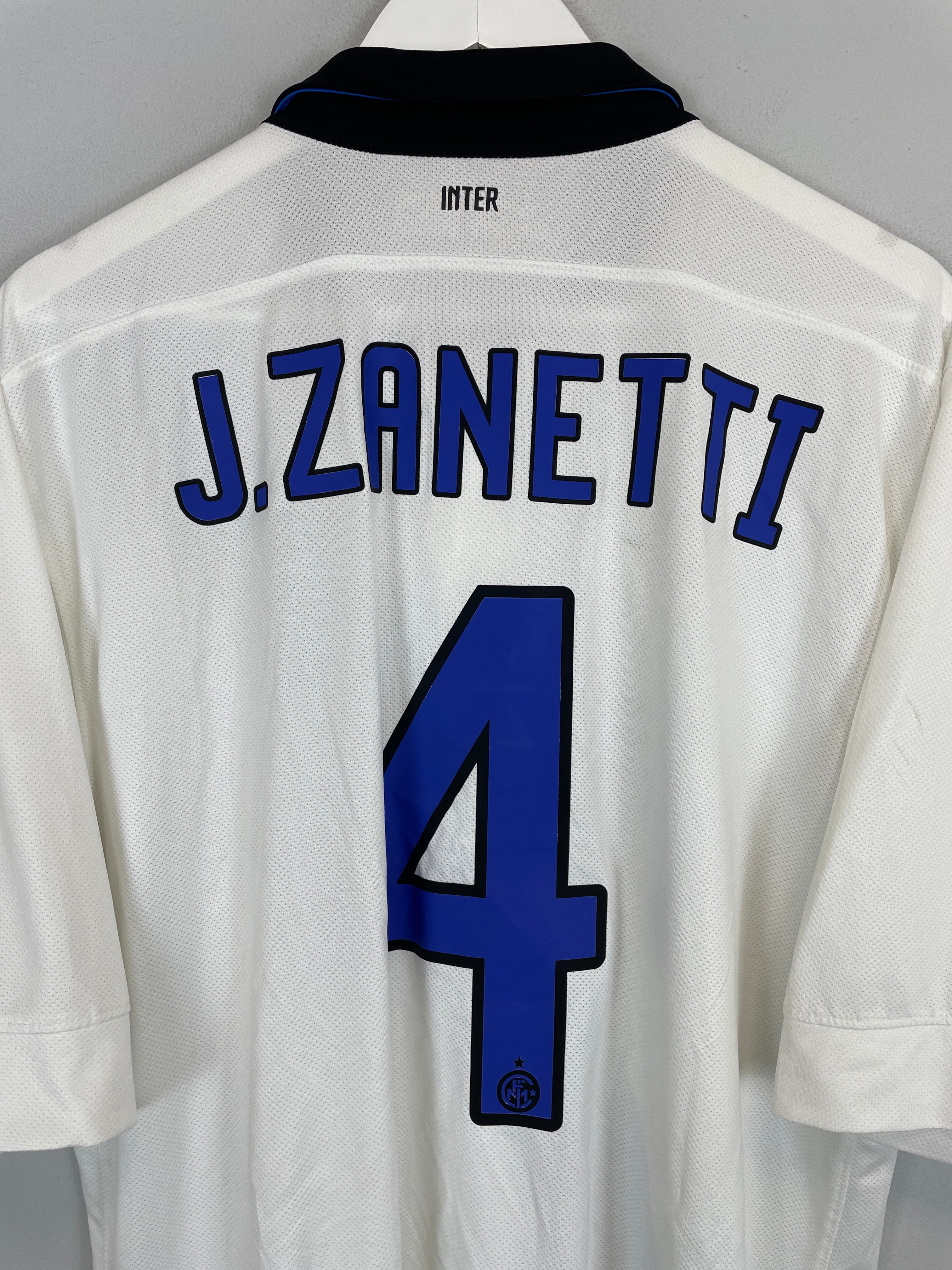 Shop 2011/12 INTER MILAN J.ZANETTI #4 AWAY SHIRT (XL) NIKE, classic football shirts, vintage football shirts & retro soccer jerseys at Cult Kits