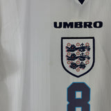 1995/97 ENGLAND GASCOIGNE #8 HOME SHIRT (L) UMBRO