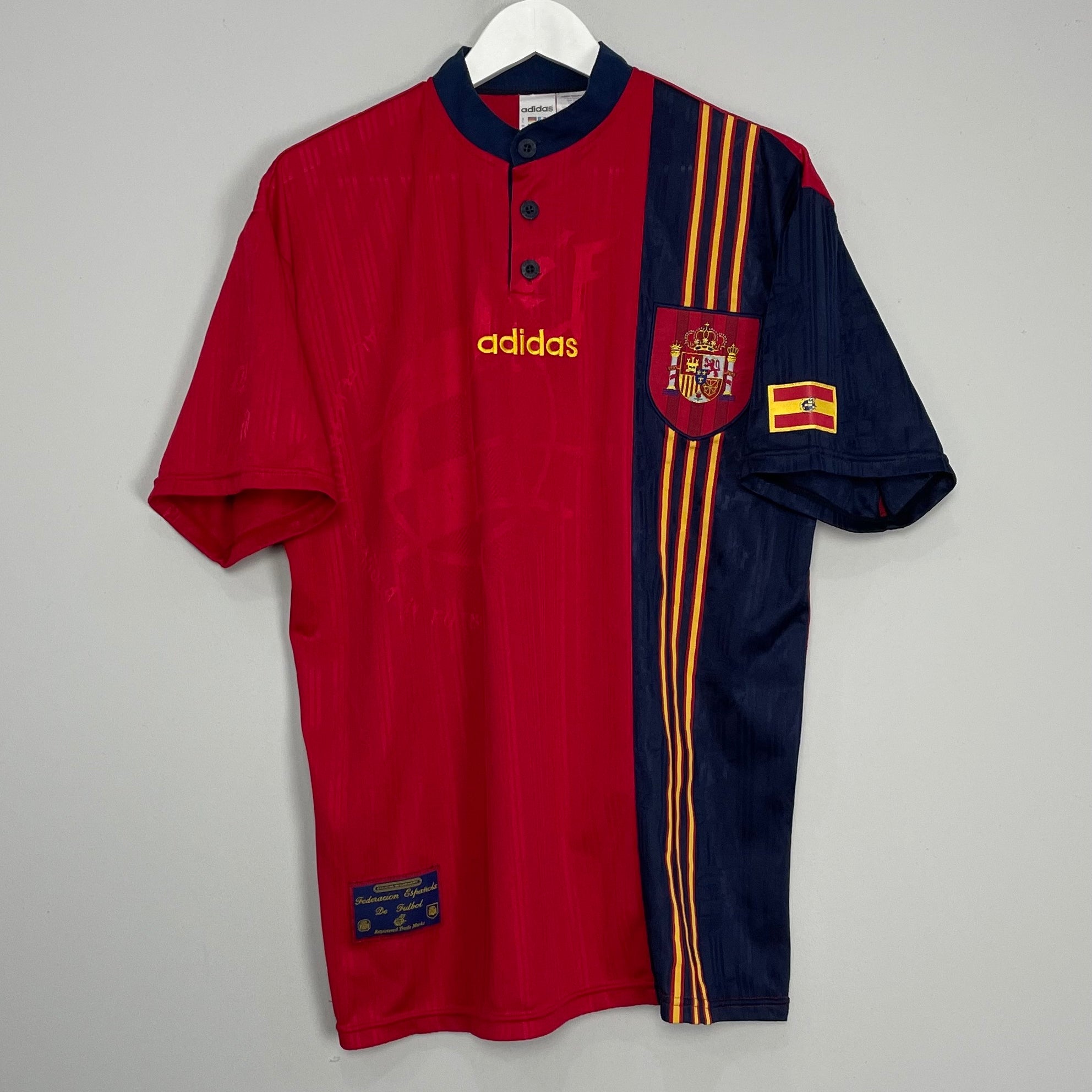 Shop 1996/97 SPAIN HOME SHIRT (L) ADIDAS, classic football shirts, vintage football shirts & retro soccer jerseys at Cult Kits